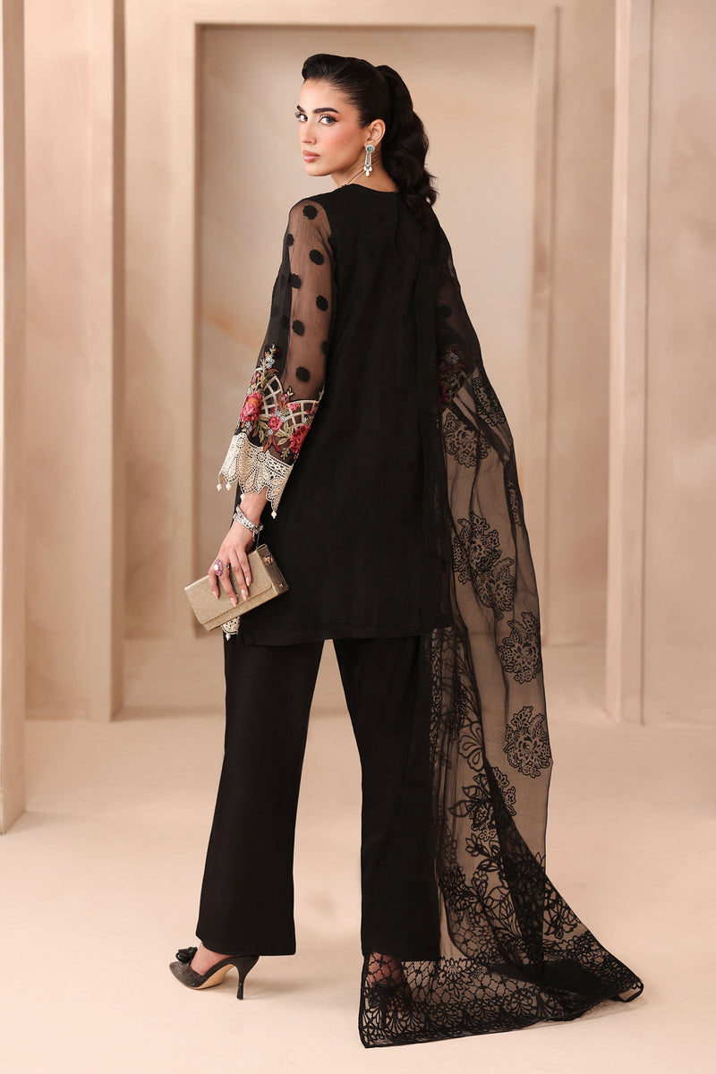 Maria B | Pre Fall Dresses | 3 Piece Embroidered Organza Jacquard Suit Black by Maria B - Designer Dress  - Type : Ladies Clothes - Available at Libayah - 100% Original 