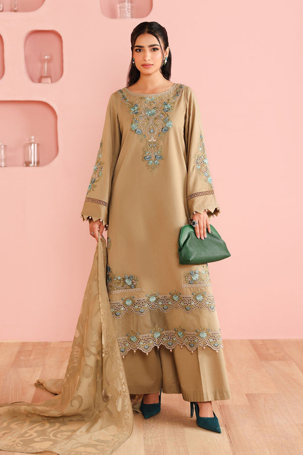 Maria B | Luxury Winter Pret 25 | DW-PF25-03-Coffee by Maria B - Designer Dress  - Type : Ladies Clothes - Available at Libayah - 100% Original 