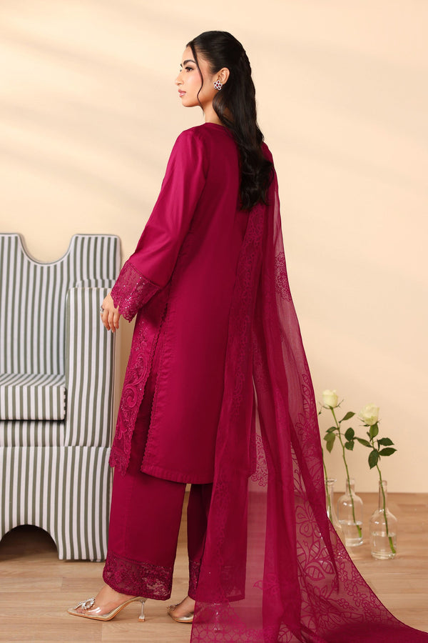 Maria B | Pre Fall Dresses | 3 Piece Embroidered Dobby Suit Maroon by Maria B - Designer Dress  - Type : Ladies Clothes - Available at Libayah - 100% Original 