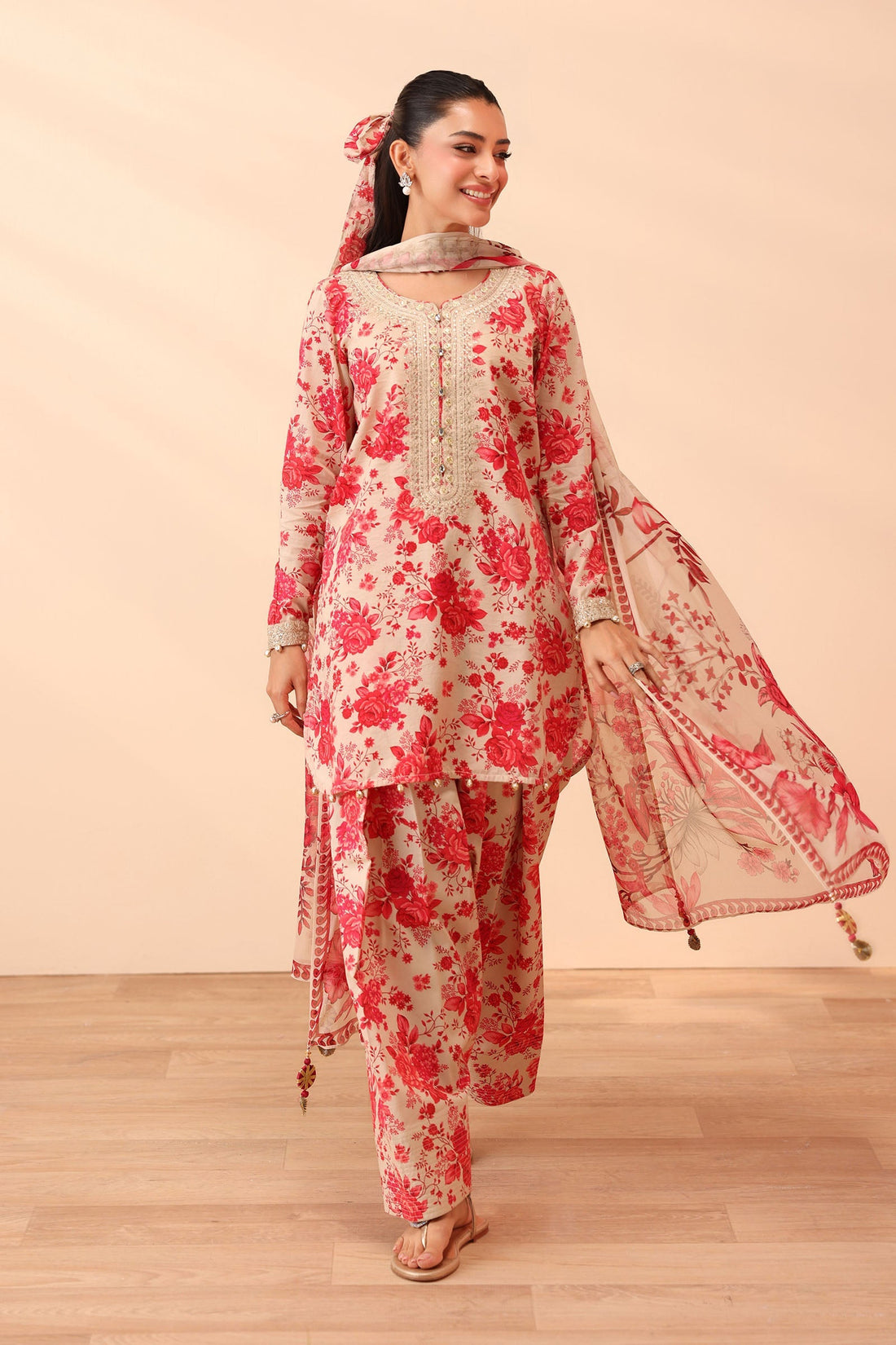 Maria B | Luxury Winter Pret 25 | DW-PF25-63-Pink by Maria B - Designer Dress  - Type : Ladies Clothes - Available at Libayah - 100% Original 