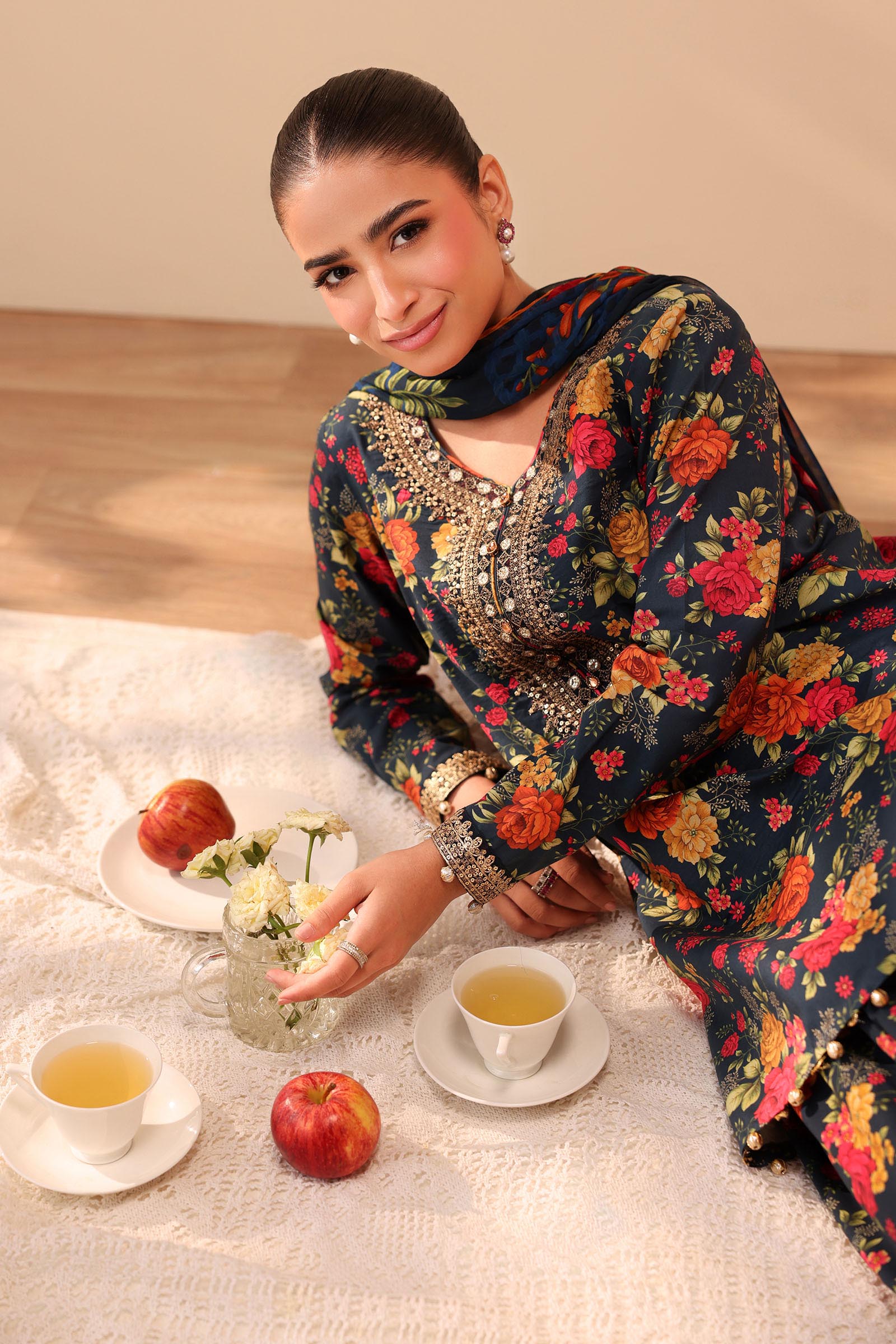 Maria B | Pre Fall Dresses | 3 Piece Embroidered Lawn Suit Deep Teal Green by Maria B - Designer Dress  - Type : Ladies Clothes - Available at Libayah - 100% Original 