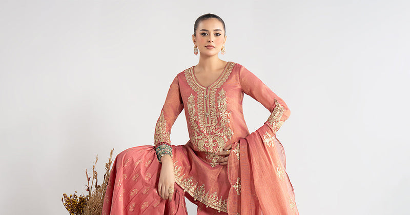 Maria B | Luxury Winter Pret 25 | DW-W25-01-Pink by Maria B - Designer Dress  - Type : Ladies Clothes - Available at Libayah - 100% Original 