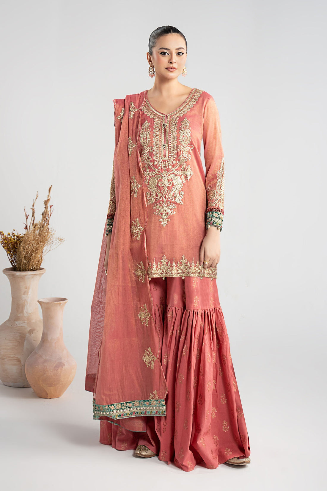 Maria B | Luxury Winter Pret 25 | DW-W25-01-Pink by Maria B - Designer Dress  - Type : Ladies Clothes - Available at Libayah - 100% Original 