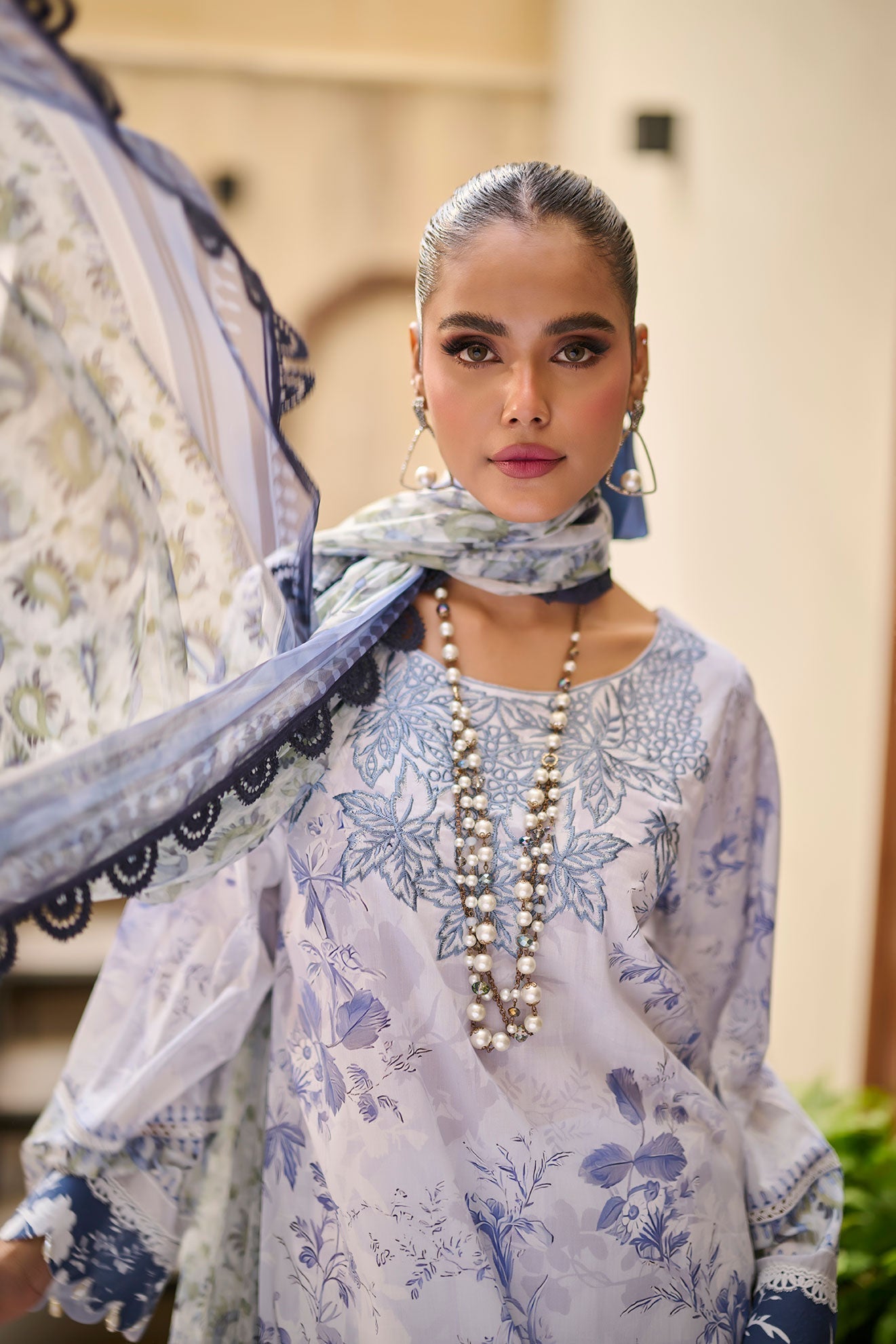 Dhanak | Lawn Collection SS-24 | 3185-Sky Blue by Dhanak - Designer Dress - Type: Ladies Clothes - Available at Libayah - 100% Original