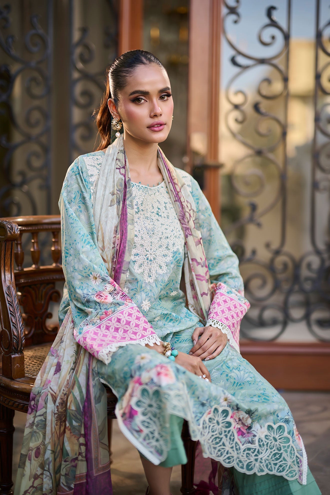Dhanak | Lawn Collection SS-24 | 3187-Dark Green by Dhanak - Designer Dress - Type: Ladies Clothes - Available at Libayah - 100% Original