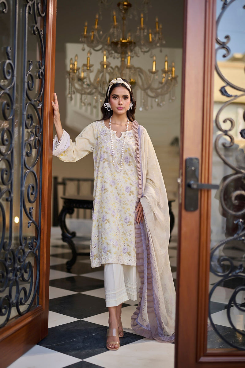 Dhanak | Lawn Collection SS-24 | 3188-Lemon Yellow by Dhanak - Designer Dress - Type: Ladies Clothes - Available at Libayah - 100% Original