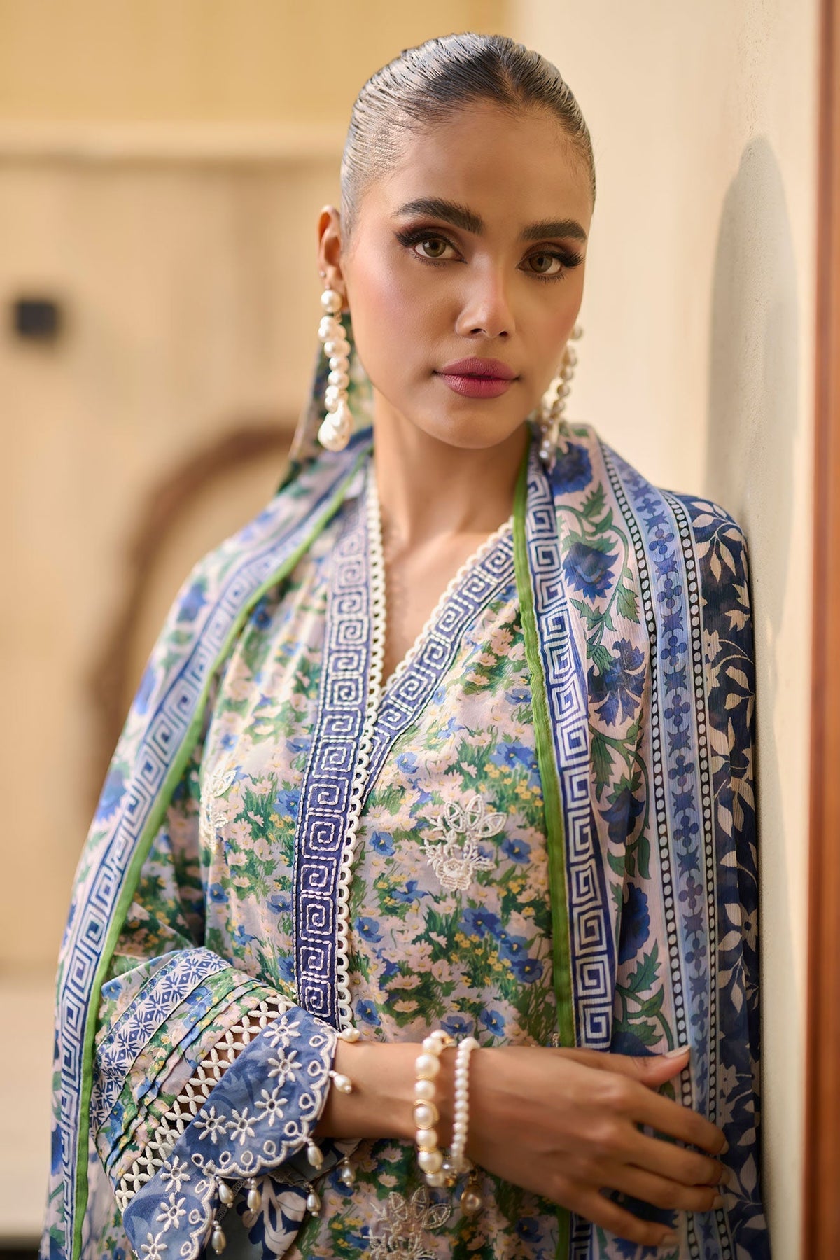 Dhanak | Lawn Collection SS-24 | 3181-Green Floral by Dhanak - Designer Dress - Type: Ladies Clothes - Available at Libayah - 100% Original