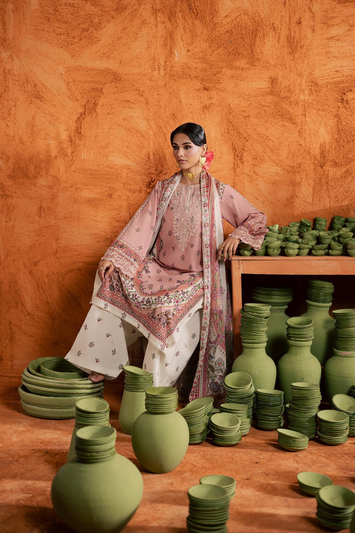 Batik | Festive Eid 26 | Dusty Peach - by Libayah - Registered Vendor of : Batik - 100% Original Designer Dress