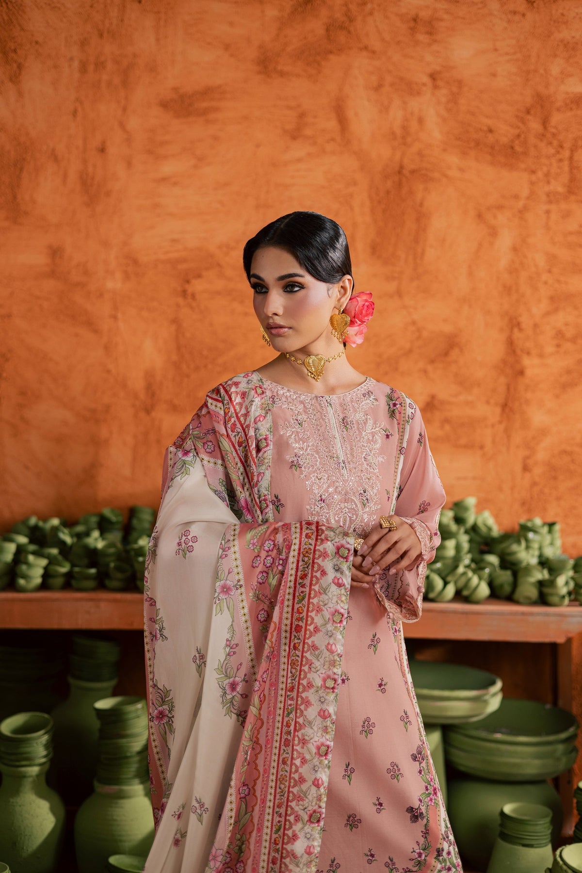 Batik | Festive Eid 26 | Dusty Peach - by Libayah - Registered Vendor of : Batik - 100% Original Designer Dress