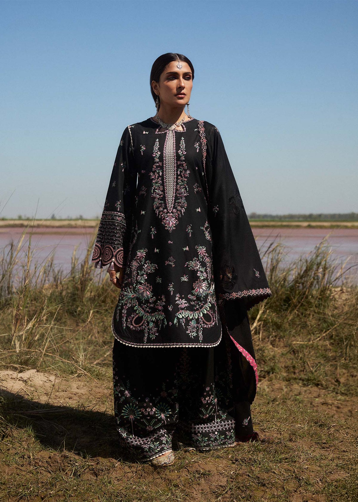 Hussain Rehar | Surkh Eid Pret'25 | Siyah by Hussain Rehar - Designer Dress  - Type : Ladies Clothes - Available at Libayah - 100% Original 