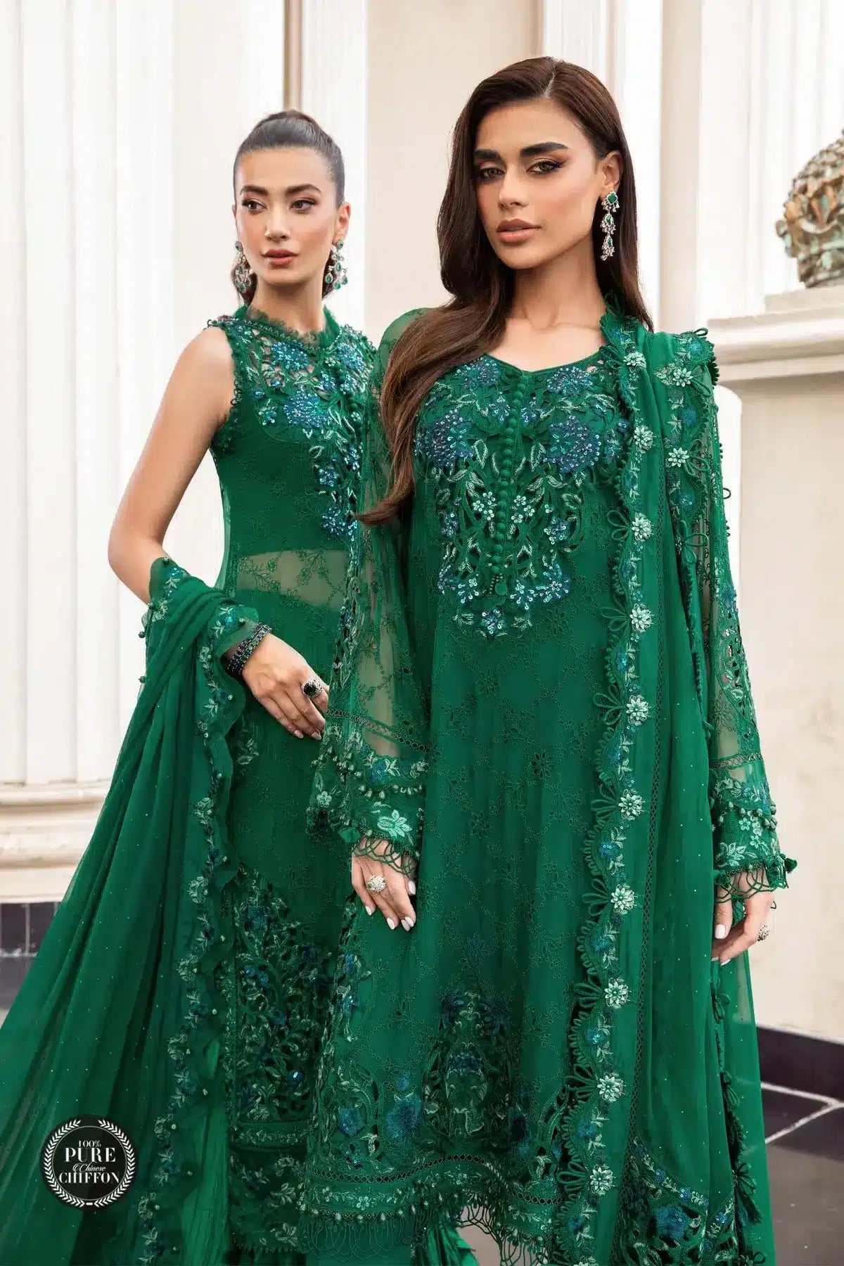Maria B | Luxury Chiffon Collection | Emerald Green