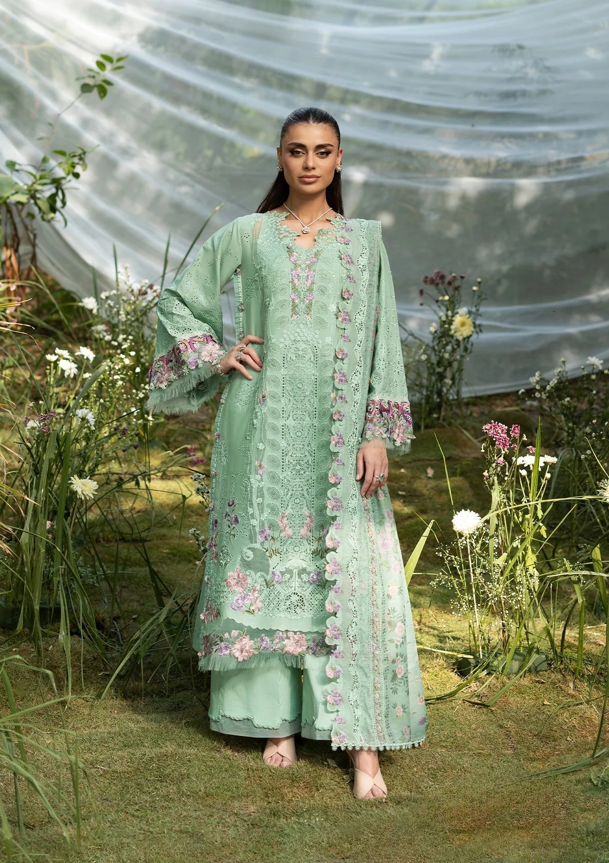 Elaf Premium | Luxury Lawn 26 | ELQ-3A DAISY CHAIN by Elaf Premium - Designer Dress  - Type : Ladies Clothes - Available at Libayah - 100% Original 