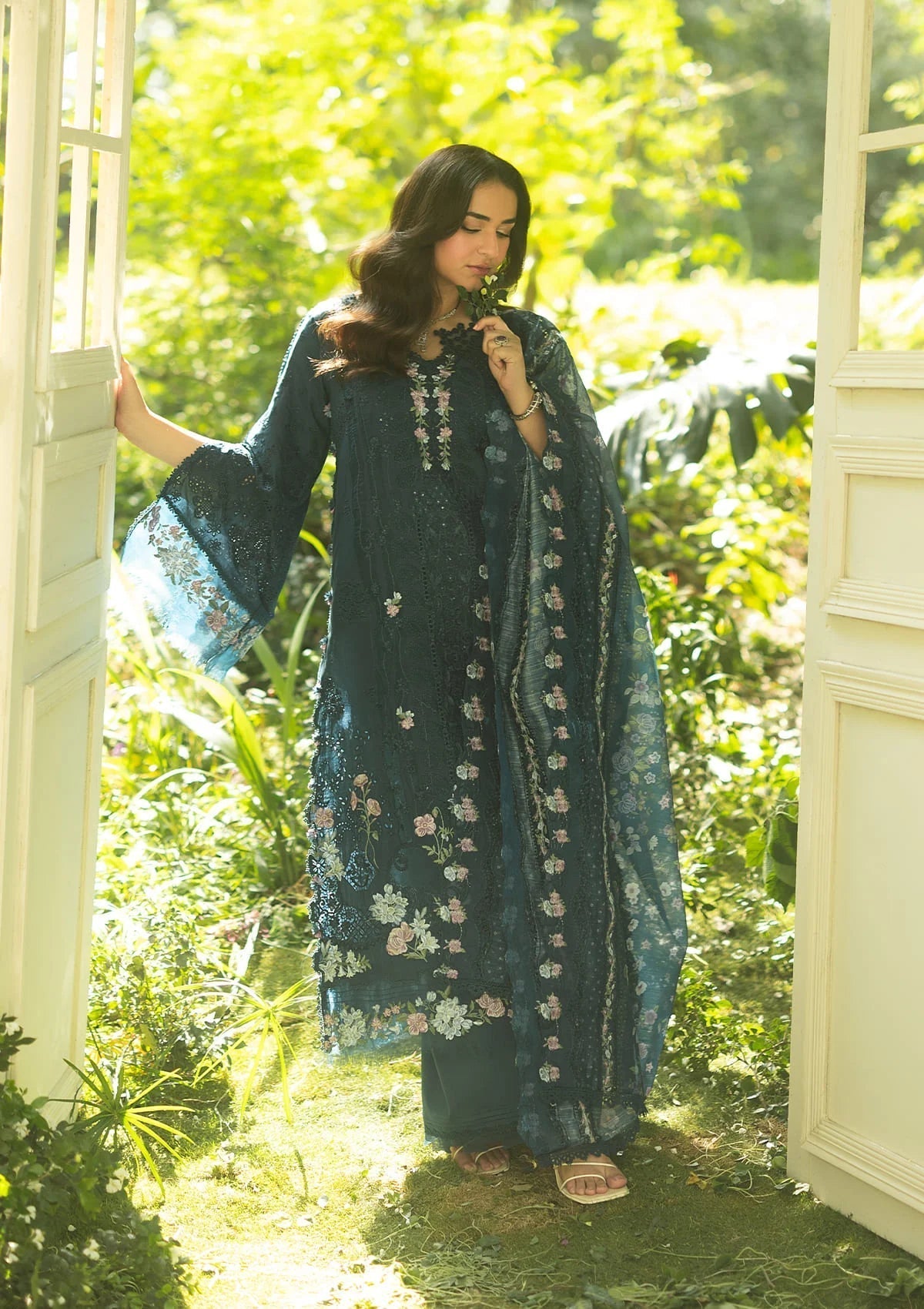 Elaf Premium | Luxury Lawn 26 | ELQ-3B EMERALD FERN by Elaf Premium - Designer Dress  - Type : Ladies Clothes - Available at Libayah - 100% Original 
