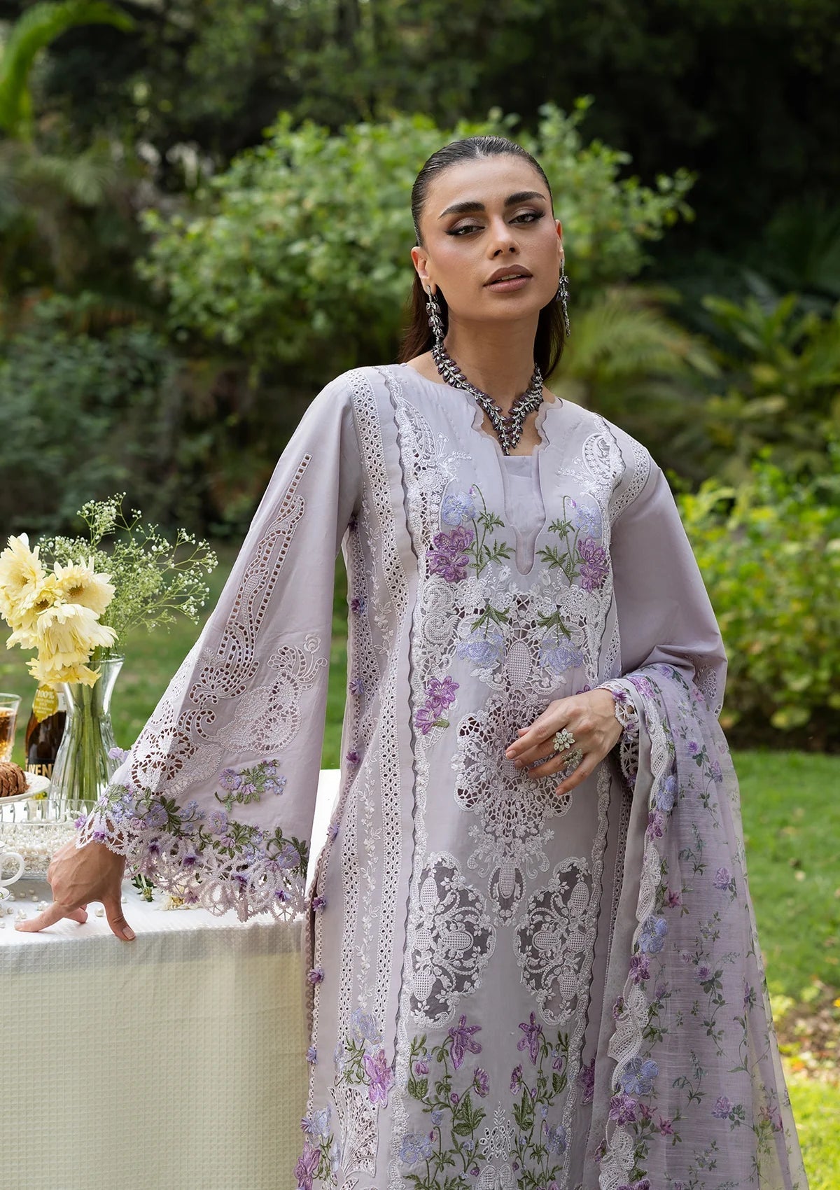 Elaf Premium | Luxury Lawn 26 | ELQ-4B PURE PLUM by Elaf Premium - Designer Dress  - Type : Ladies Clothes - Available at Libayah - 100% Original 