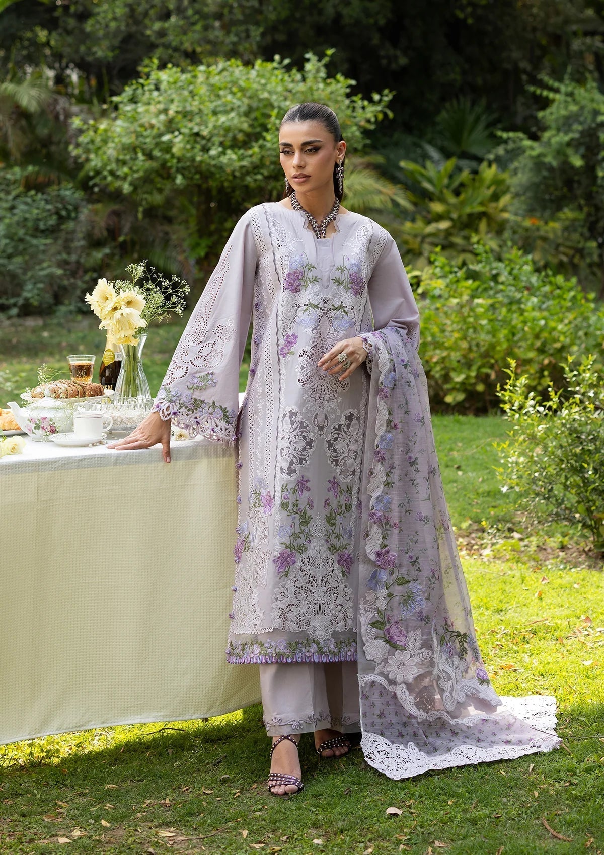 Elaf Premium | Luxury Lawn 26 | ELQ-4B PURE PLUM by Elaf Premium - Designer Dress  - Type : Ladies Clothes - Available at Libayah - 100% Original 