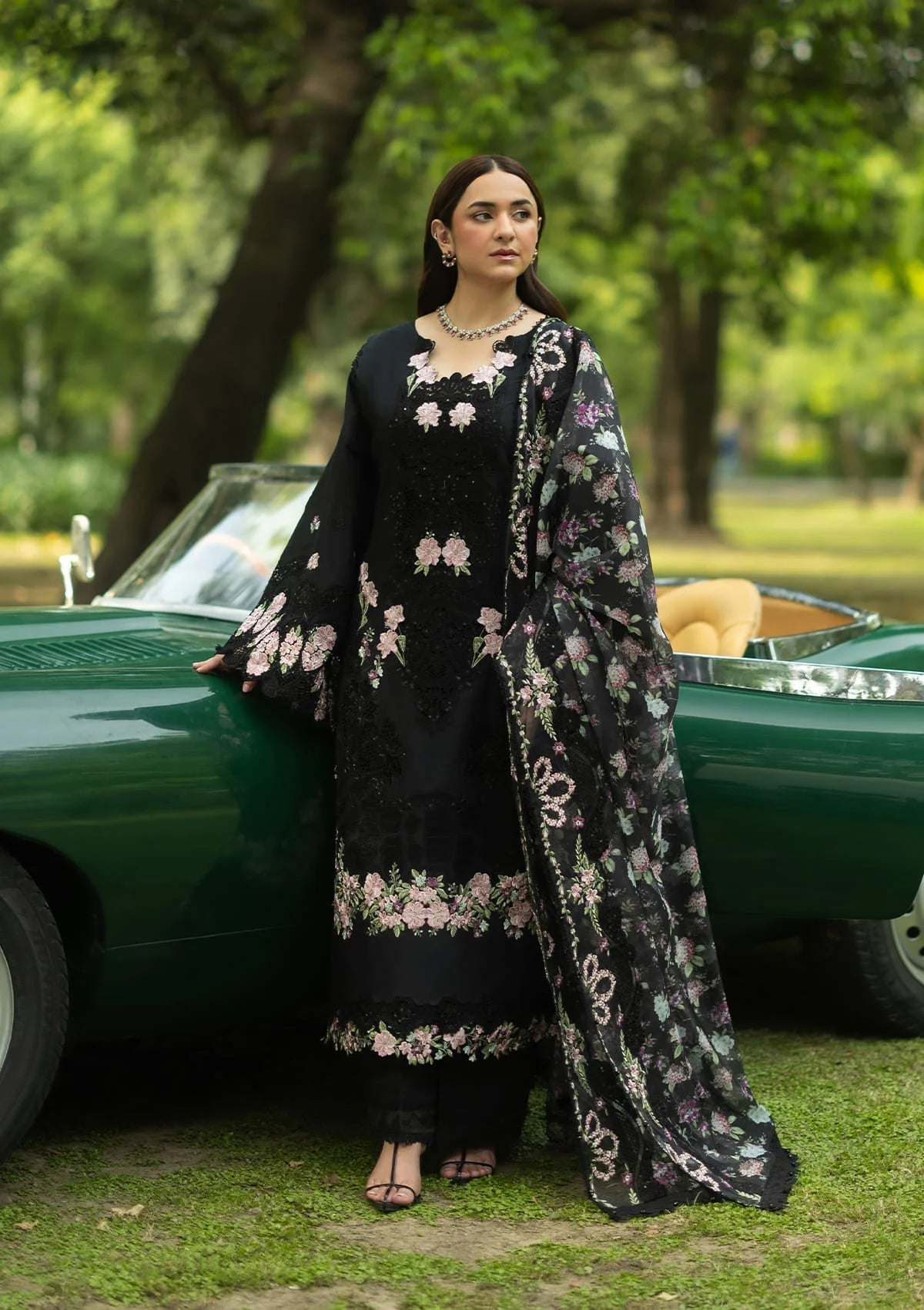 Elaf Premium | Luxury Lawn 26 | ELQ-5B BLACK MASCARA by Elaf Premium - Designer Dress  - Type : Ladies Clothes - Available at Libayah - 100% Original 