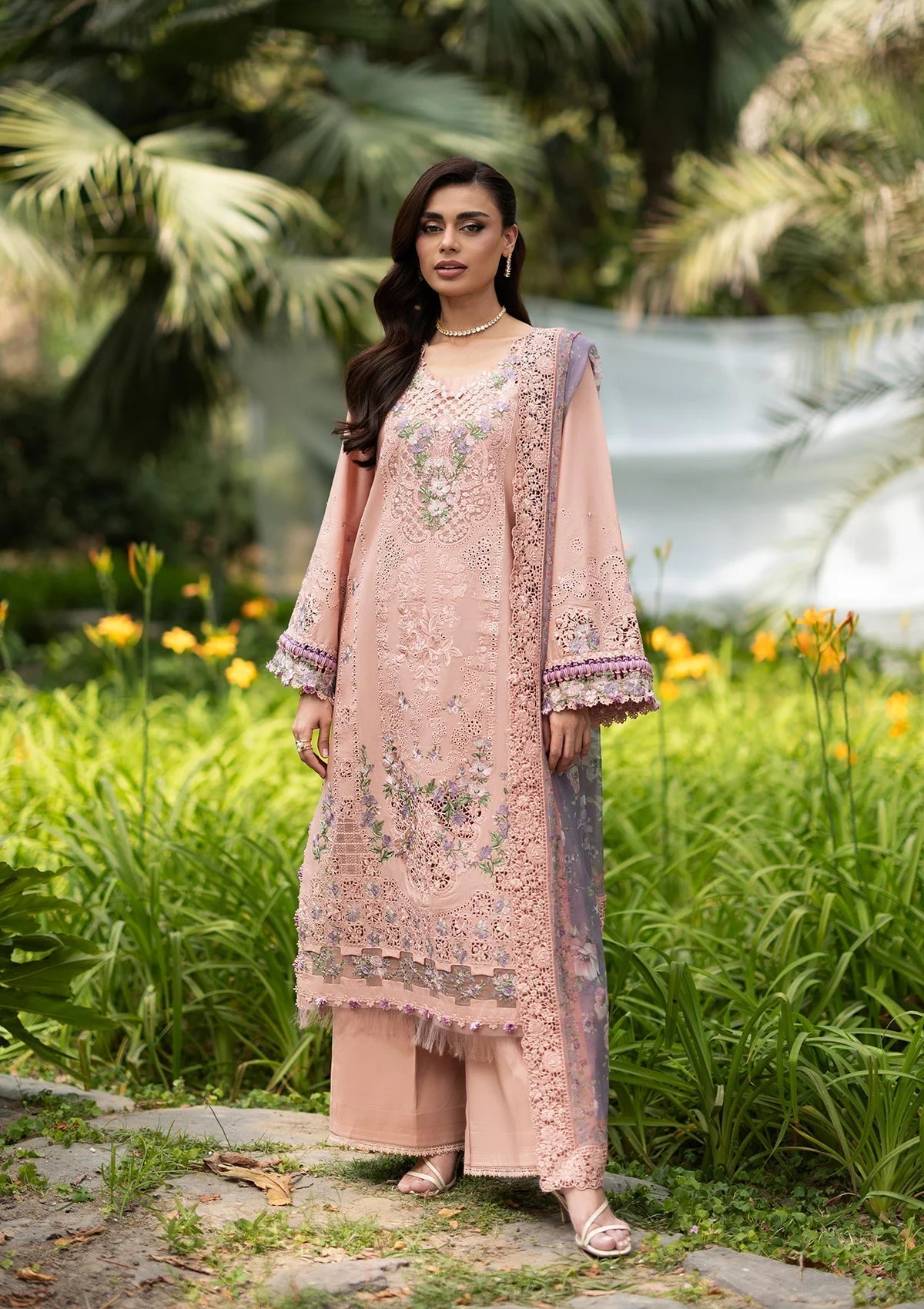 Elaf Premium | Luxury Lawn 26 | ELQ-6A BLUSHING ROSE by Elaf Premium - Designer Dress  - Type : Ladies Clothes - Available at Libayah - 100% Original 