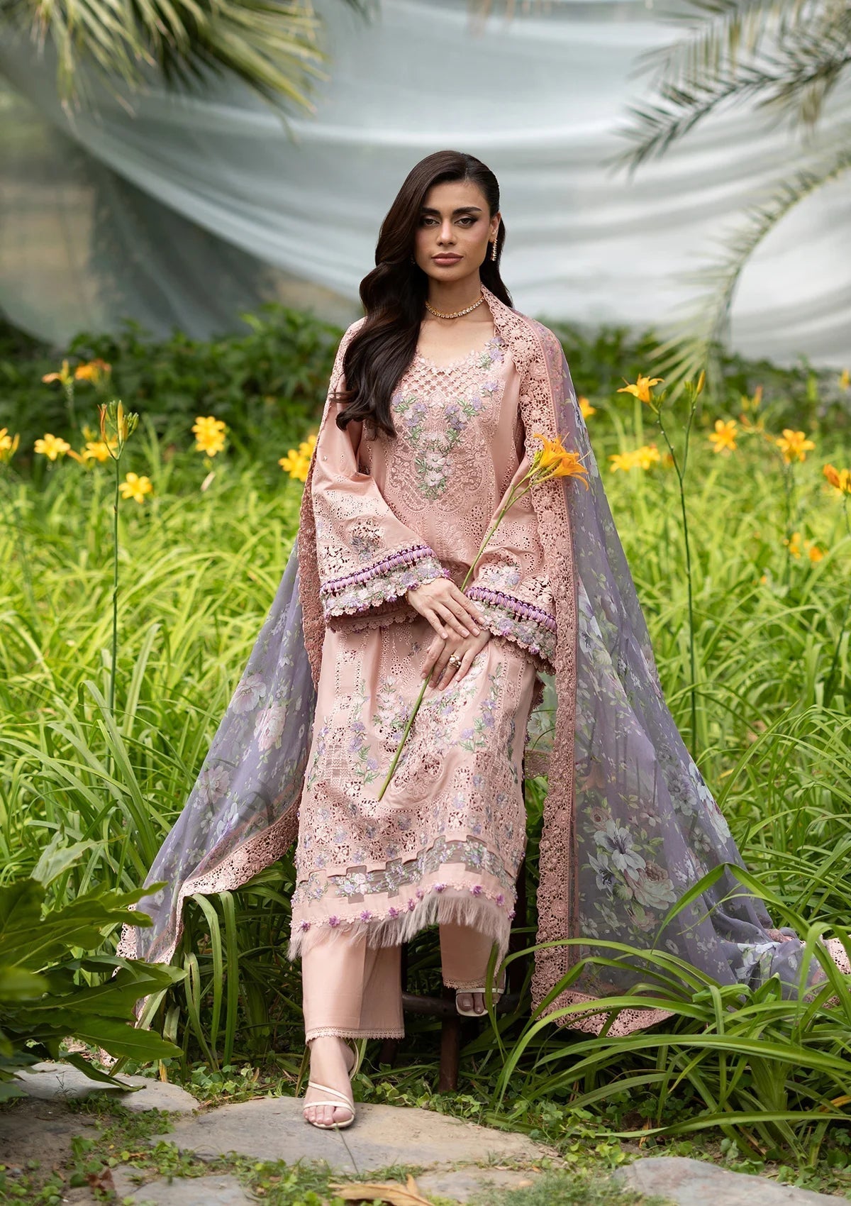 Elaf Premium | Luxury Lawn 26 | ELQ-6A BLUSHING ROSE by Elaf Premium - Designer Dress  - Type : Ladies Clothes - Available at Libayah - 100% Original 