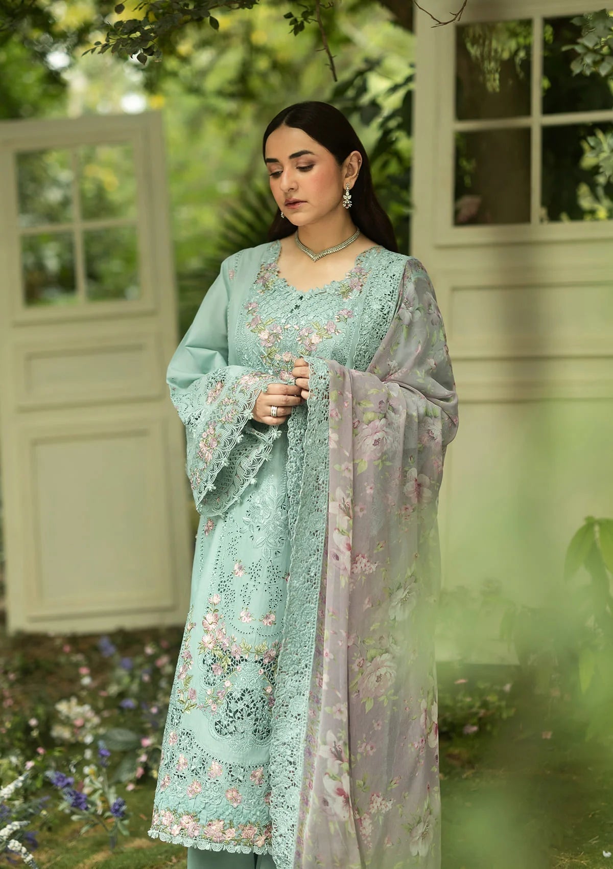 Elaf Premium | Luxury Lawn 26 | ELQ-6B MINT STORY by Elaf Premium - Designer Dress  - Type : Ladies Clothes - Available at Libayah - 100% Original 