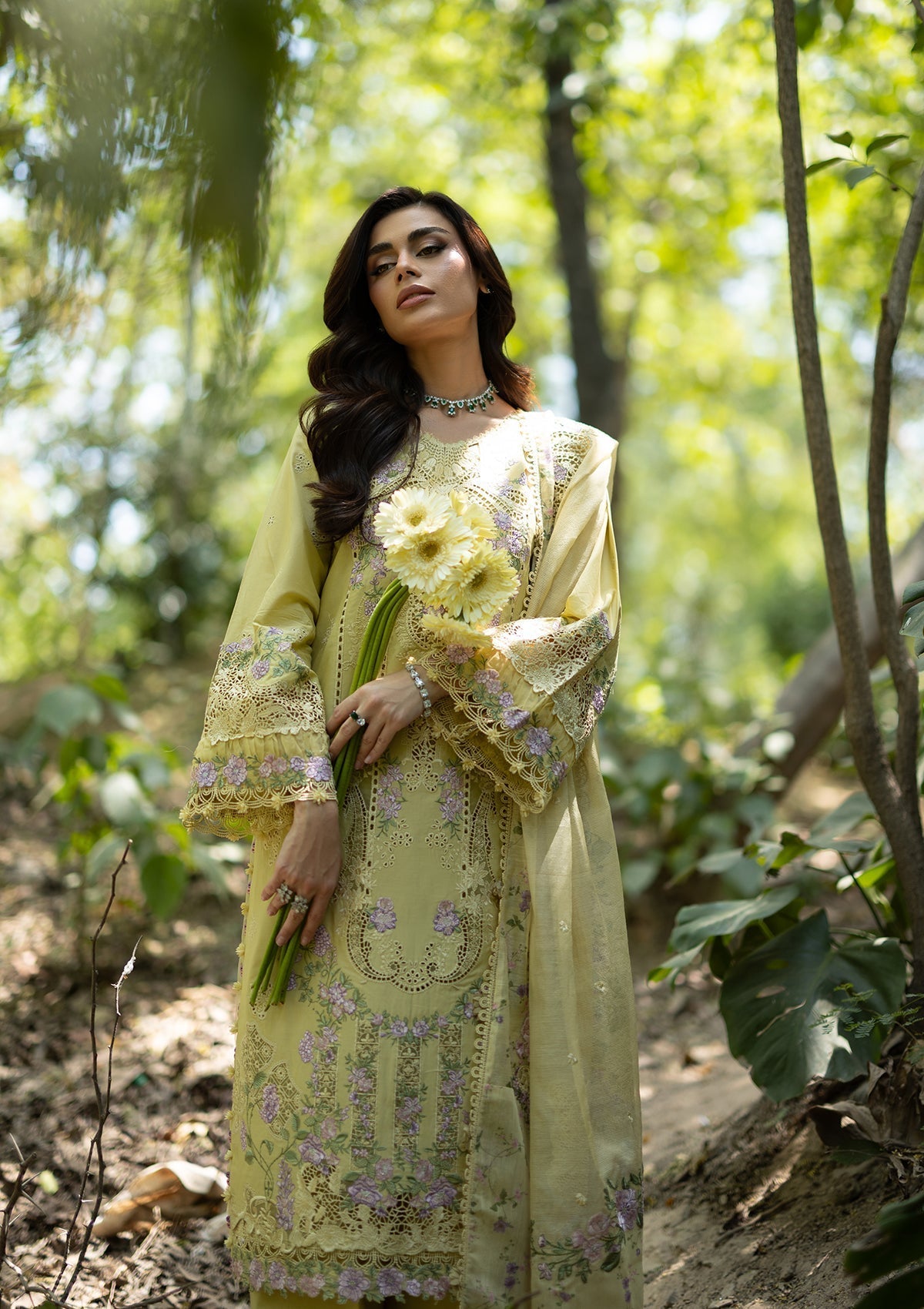 Elaf Premium | Luxury Lawn 26 | ELQ-7A BUTTER YELLOW by Elaf Premium - Designer Dress  - Type : Ladies Clothes - Available at Libayah - 100% Original 
