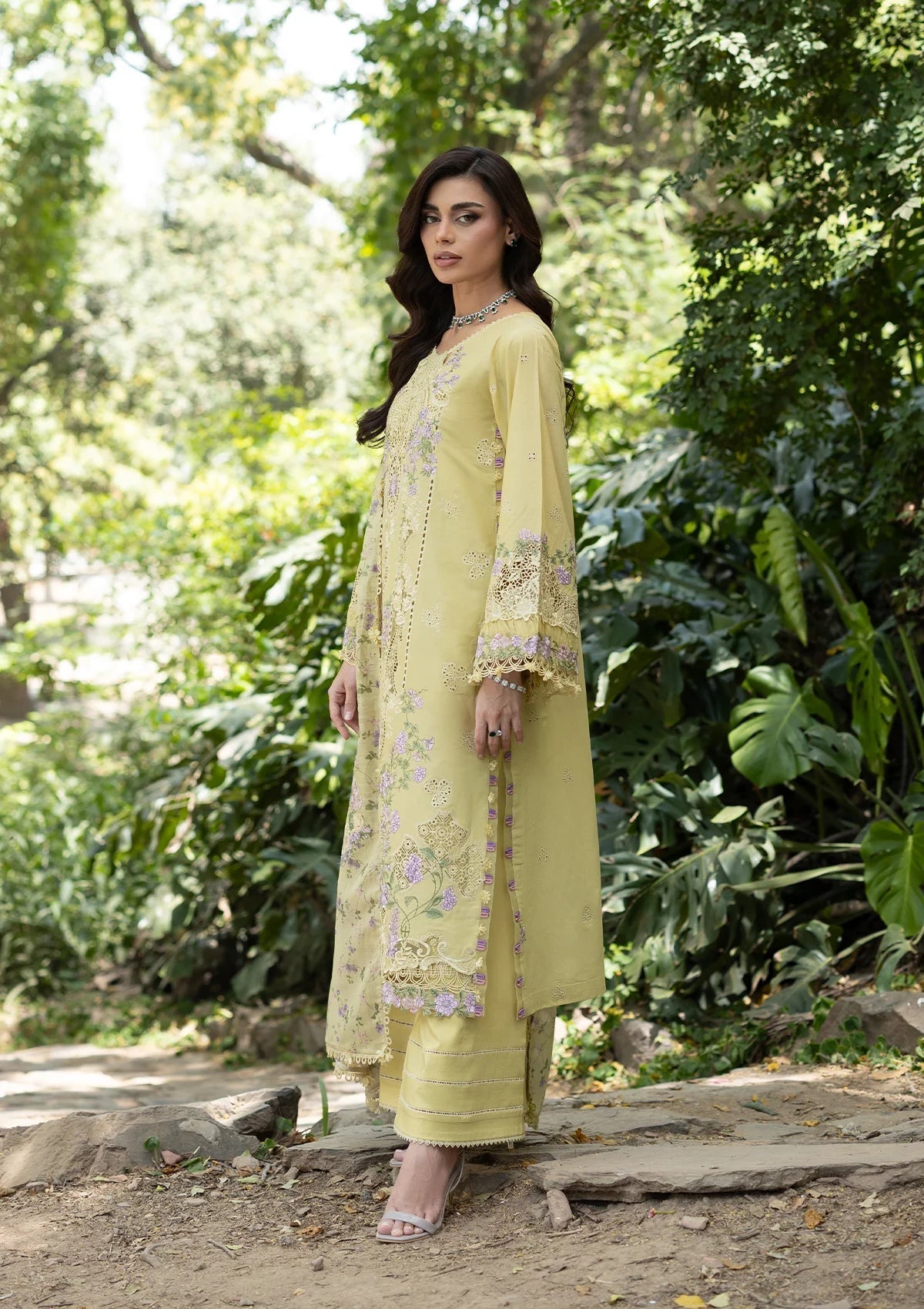 Elaf Premium | Luxury Lawn 26 | ELQ-7A BUTTER YELLOW by Elaf Premium - Designer Dress  - Type : Ladies Clothes - Available at Libayah - 100% Original 