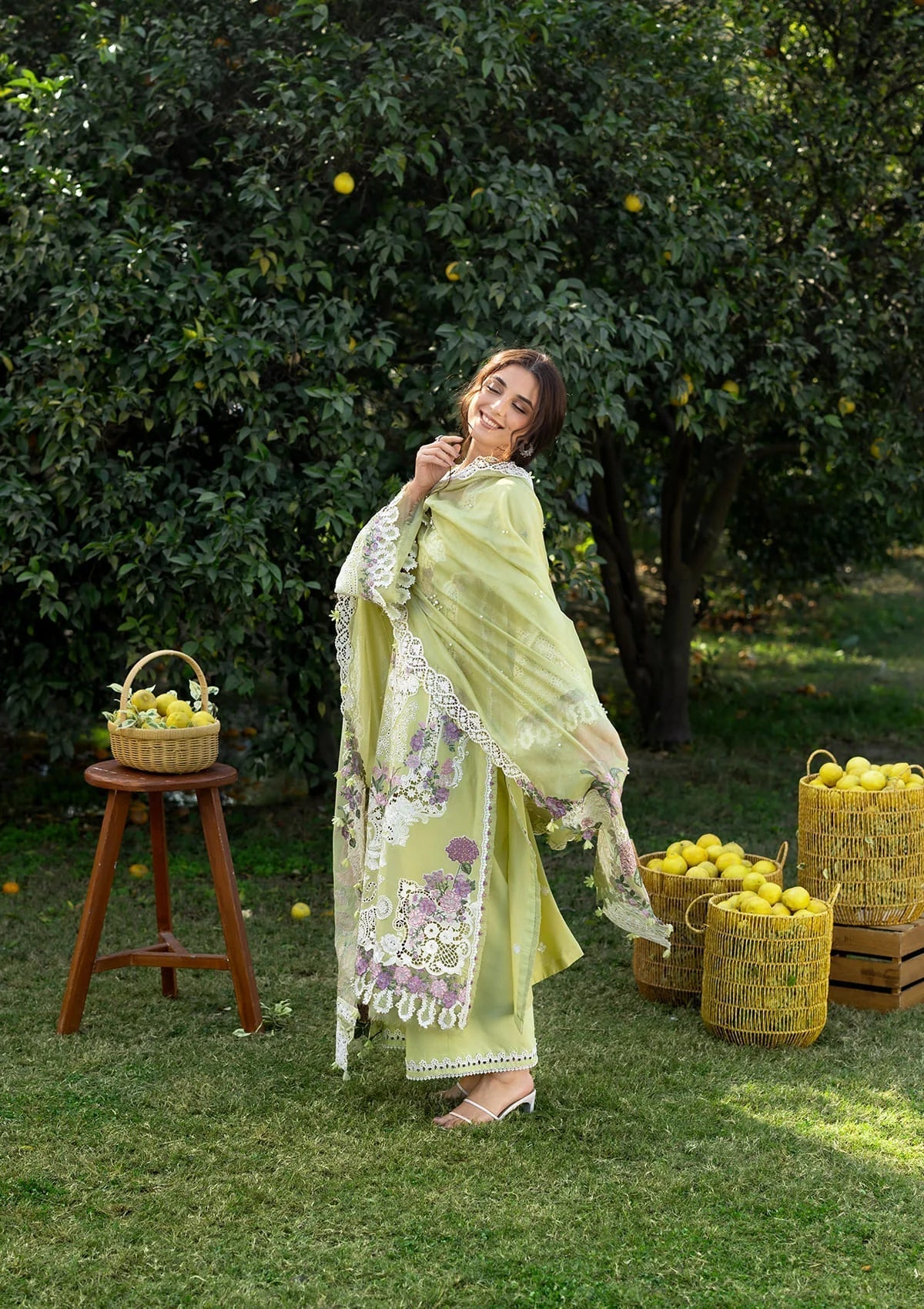 Elaf Premium | Luxury Lawn 26 | ELY-08 PISTACHIA - by Libayah - Registered Vendor of : Elaf Premium - 100% Original Designer Dress