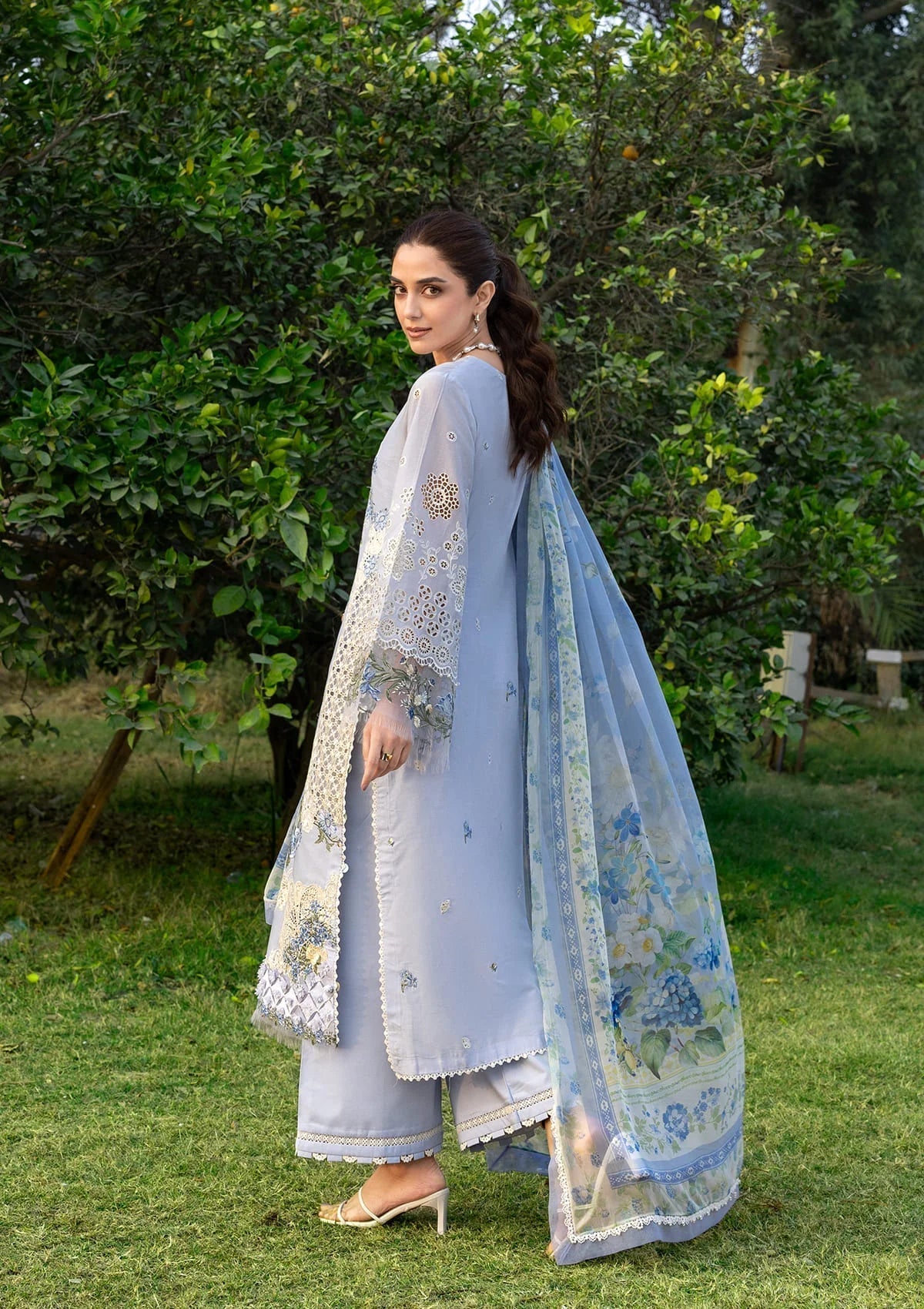 Elaf Premium | Luxury Lawn 26 | ELY-12 SKY BLISS - by Libayah - Registered Vendor of : Elaf Premium - 100% Original Designer Dress