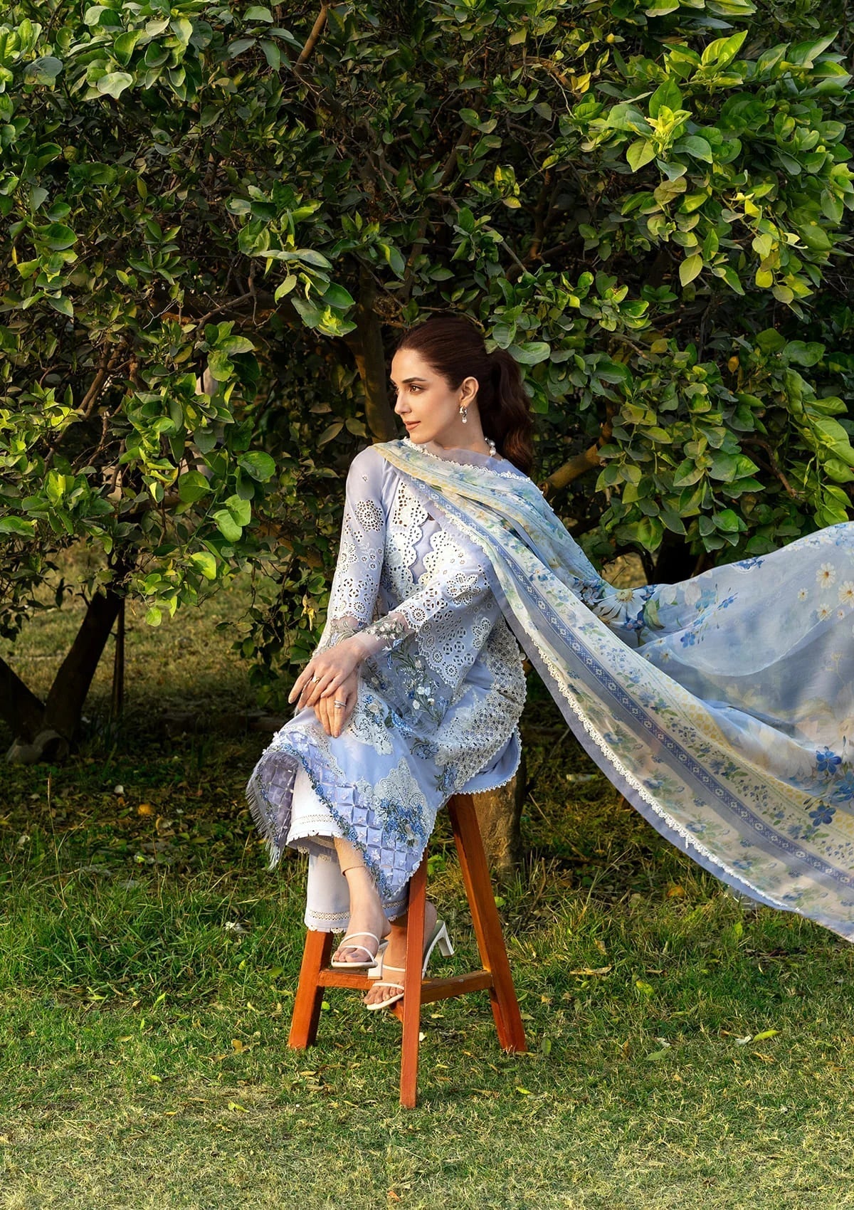 Elaf Premium | Luxury Lawn 26 | ELY-12 SKY BLISS - by Libayah - Registered Vendor of : Elaf Premium - 100% Original Designer Dress