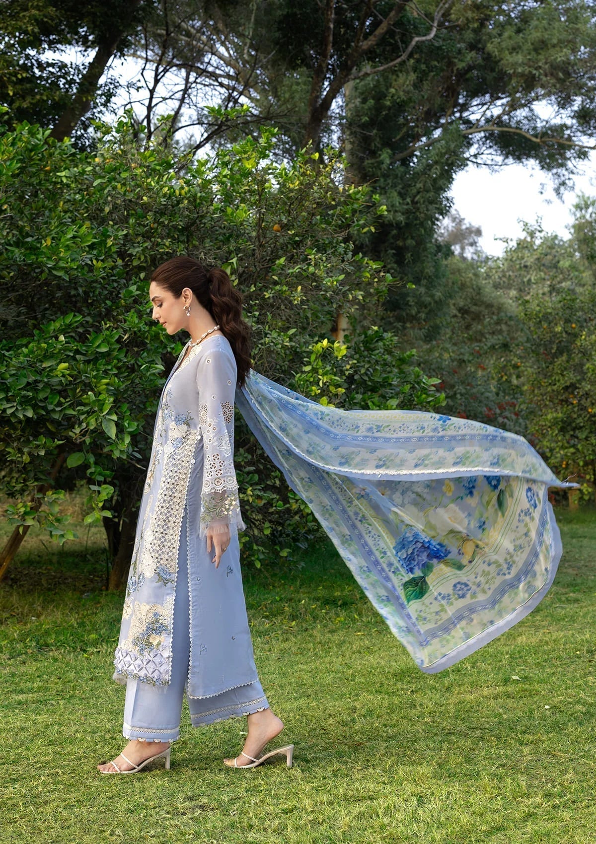 Elaf Premium | Luxury Lawn 26 | ELY-12 SKY BLISS - by Libayah - Registered Vendor of : Elaf Premium - 100% Original Designer Dress
