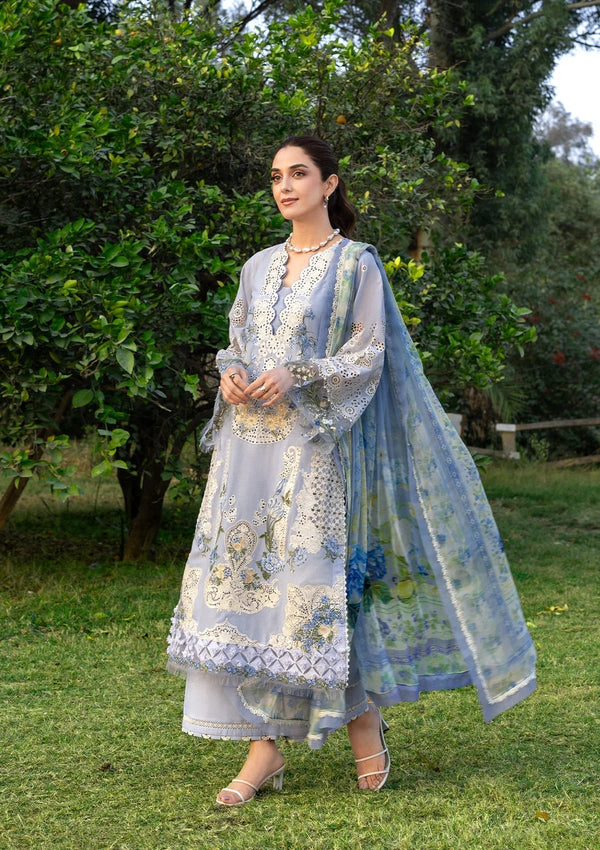 Elaf Premium | Luxury Lawn 26 | ELY-12 SKY BLISS - by Libayah - Registered Vendor of : Elaf Premium - 100% Original Designer Dress