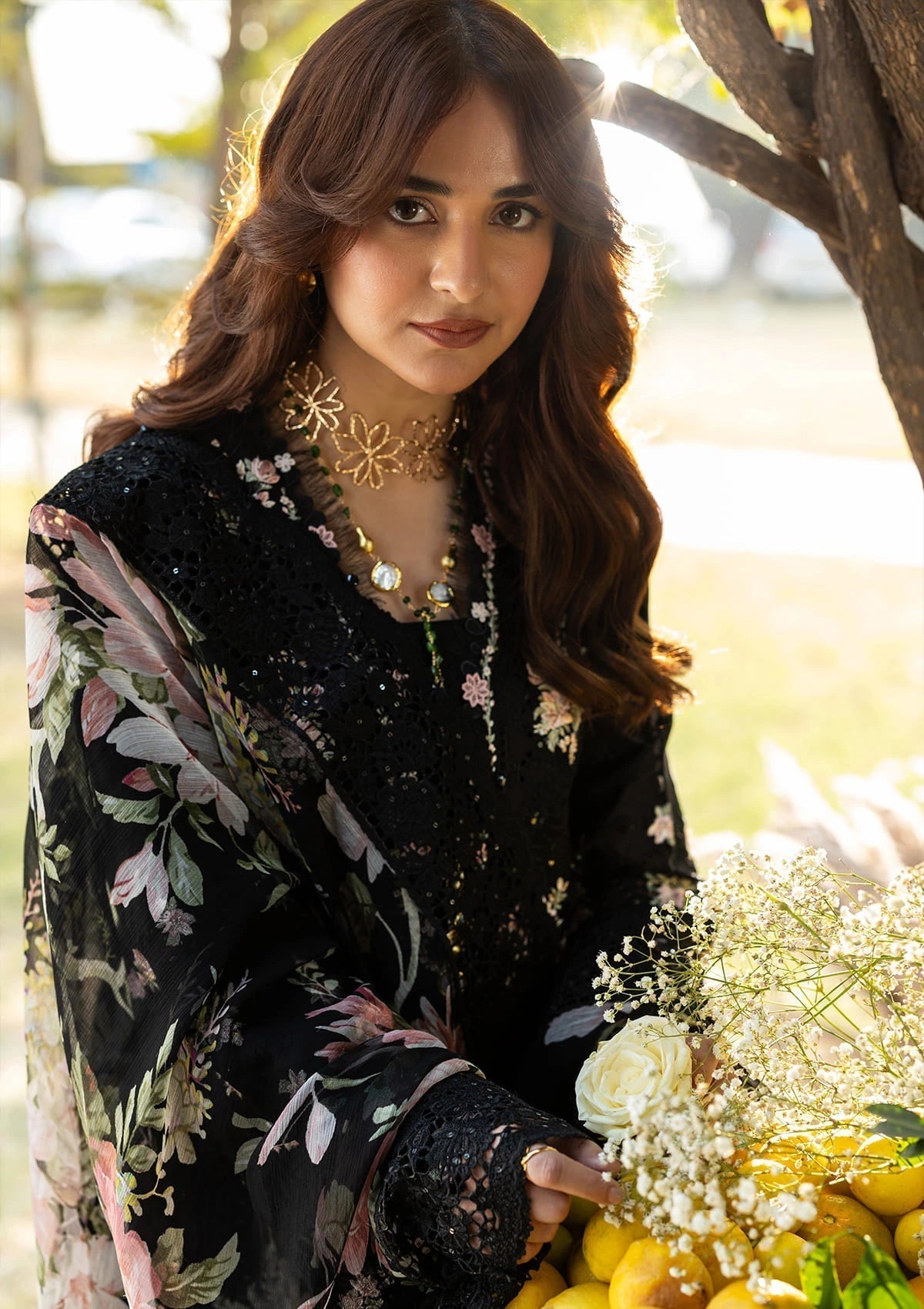 Elaf Premium | Luxury Lawn 26 | ELY-2B MIDNIGHT BLOSSOM - by Libayah - Registered Vendor of : Elaf Premium - 100% Original Designer Dress