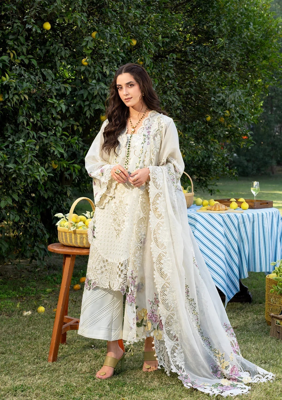 Elaf Premium | Luxury Lawn 26 | ELY-3A PERLE - by Libayah - Registered Vendor of : Elaf Premium - 100% Original Designer Dress