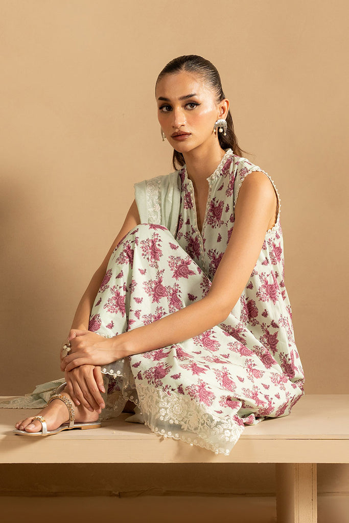 Cross Stitch | Emb Lawn Mahiri 26 | PISTACHIO DUST - Designer Dress - Type : Ladies Clothes - Available at Libayah - 100% Original
