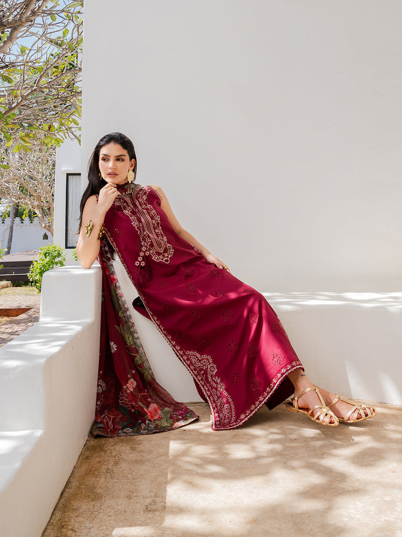 Izel | Dareen Luxury Lawn 26 | Eshaal by Izel - Designer Dress - Type : Luxury Dress - Available at Libayah - 100% Original