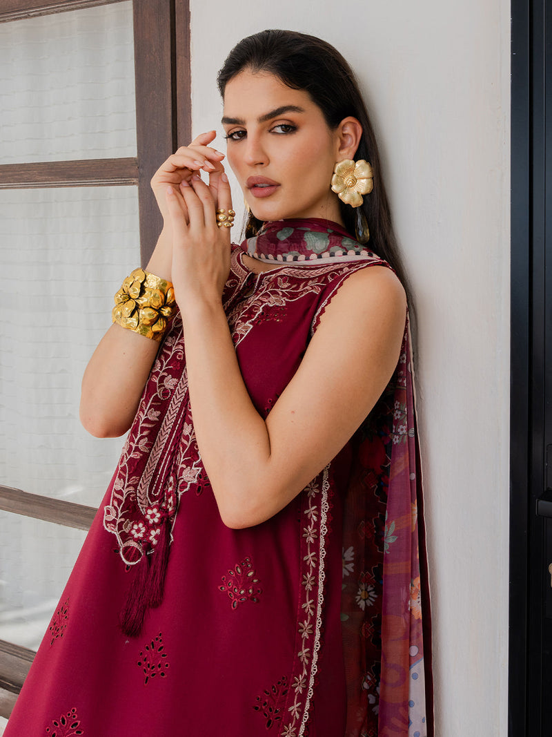 Izel | Dareen Luxury Lawn 26 | Eshaal by Izel - Designer Dress - Type : Luxury Dress - Available at Libayah - 100% Original