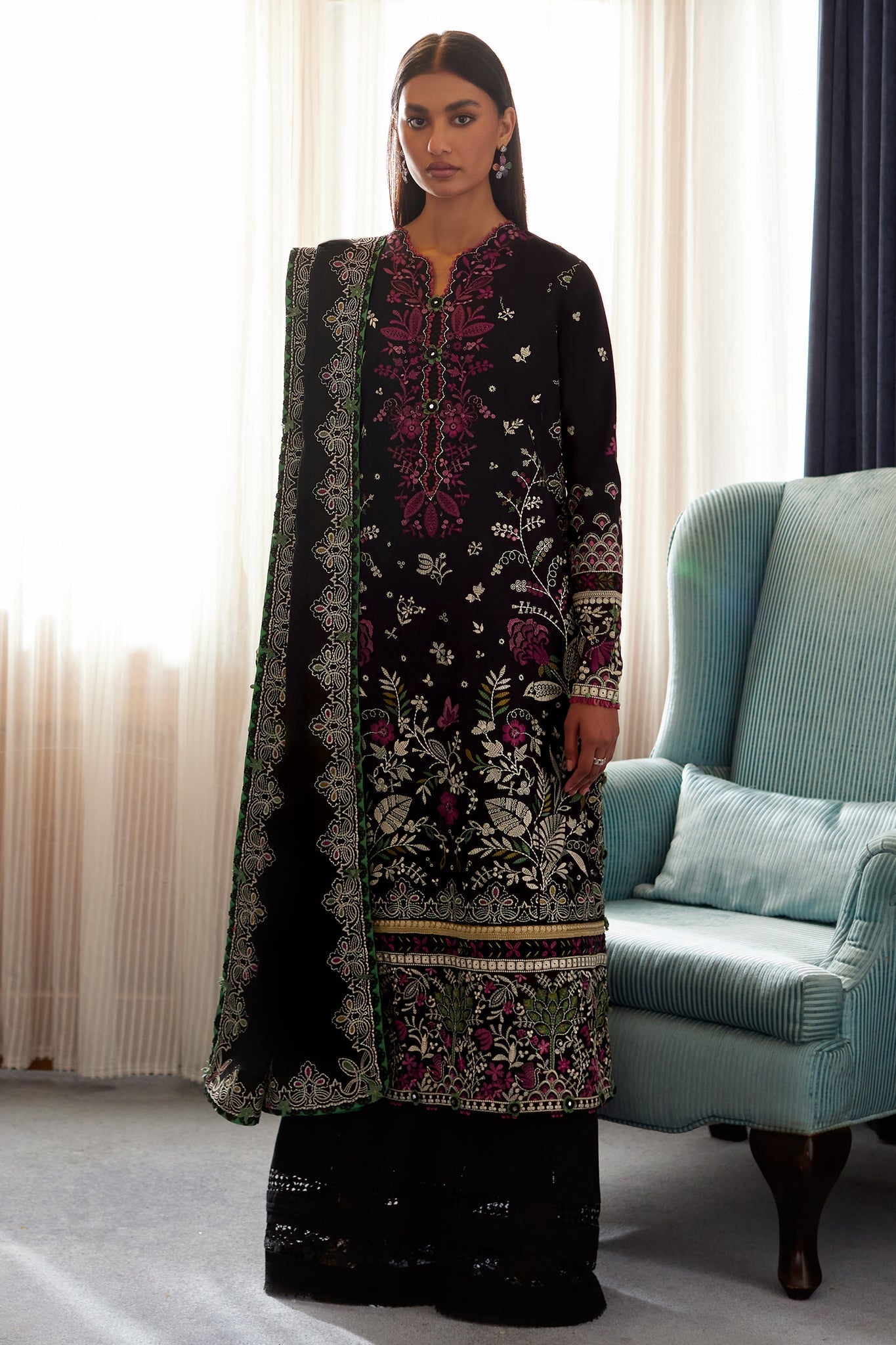 Elan | Lawn 24 |QISTINA (EL24-03 B) by Elan - Designer Dress - Type: Ladies Clothes - Available at Libayah - 100% Original
