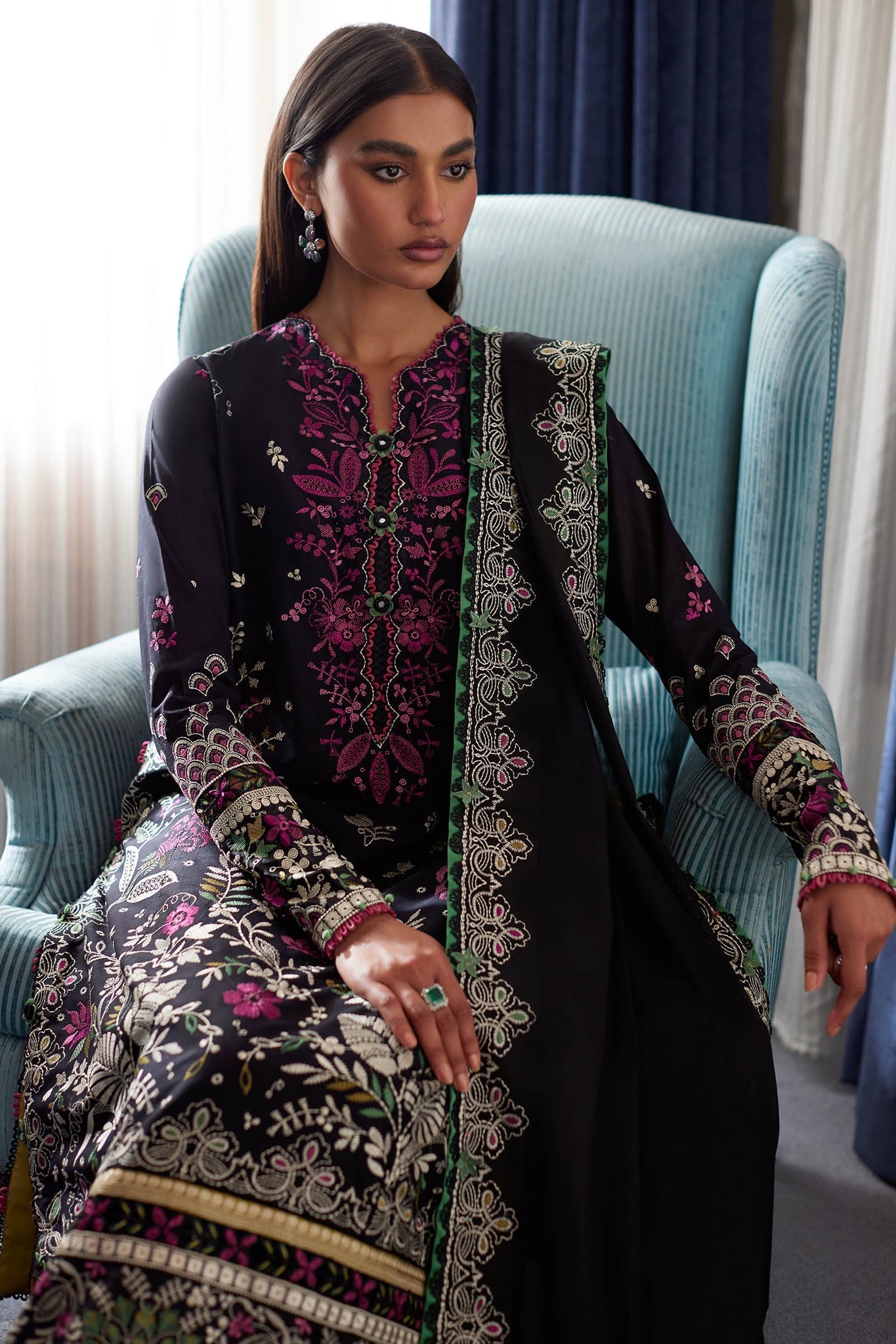 Elan | Lawn 24 |QISTINA (EL24-03 B) by Elan - Designer Dress - Type: Ladies Clothes - Available at Libayah - 100% Original