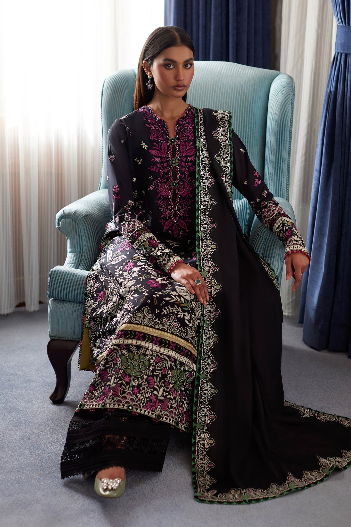 Elan | Lawn 24 |QISTINA (EL24-03 B) by Elan - Designer Dress - Type: Ladies Clothes - Available at Libayah - 100% Original