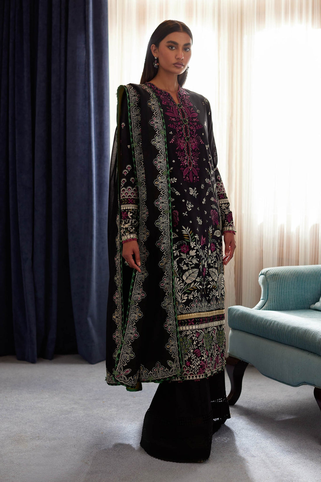 Elan | Lawn 24 |QISTINA (EL24-03 B) by Elan - Designer Dress - Type: Ladies Clothes - Available at Libayah - 100% Original