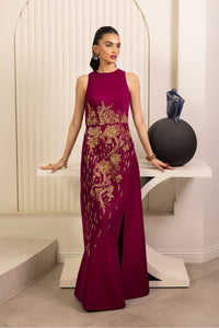 Erum Khan | Elan Formals |Mulberry Gold by Erum Khan - Designer Dress  - Type : Ladies Clothes - Available at Libayah - 100% Original 