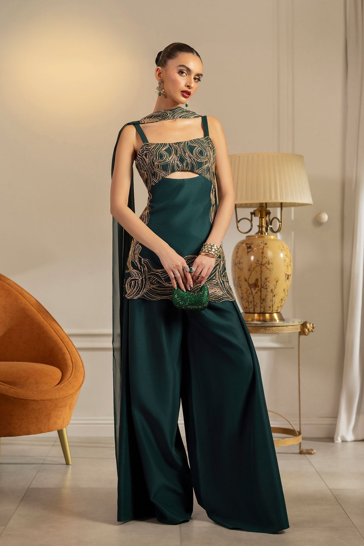 Erum Khan | Elan Formals | Emerald Noir by Erum Khan - Designer Dress  - Type : Ladies Clothes - Available at Libayah - 100% Original 