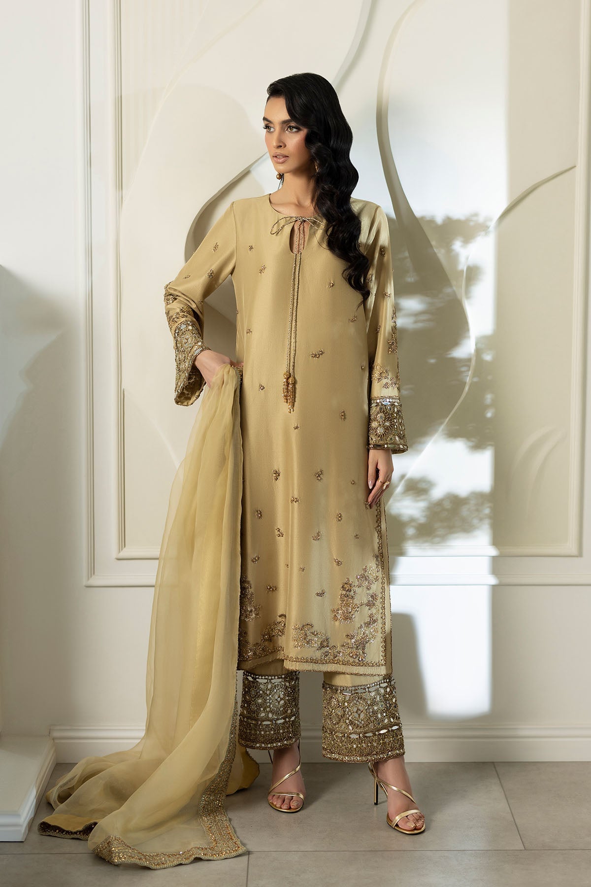 Erum Khan | Elan Formals | Desert Gold by Erum Khan - Designer Dress  - Type : Ladies Clothes - Available at Libayah - 100% Original 