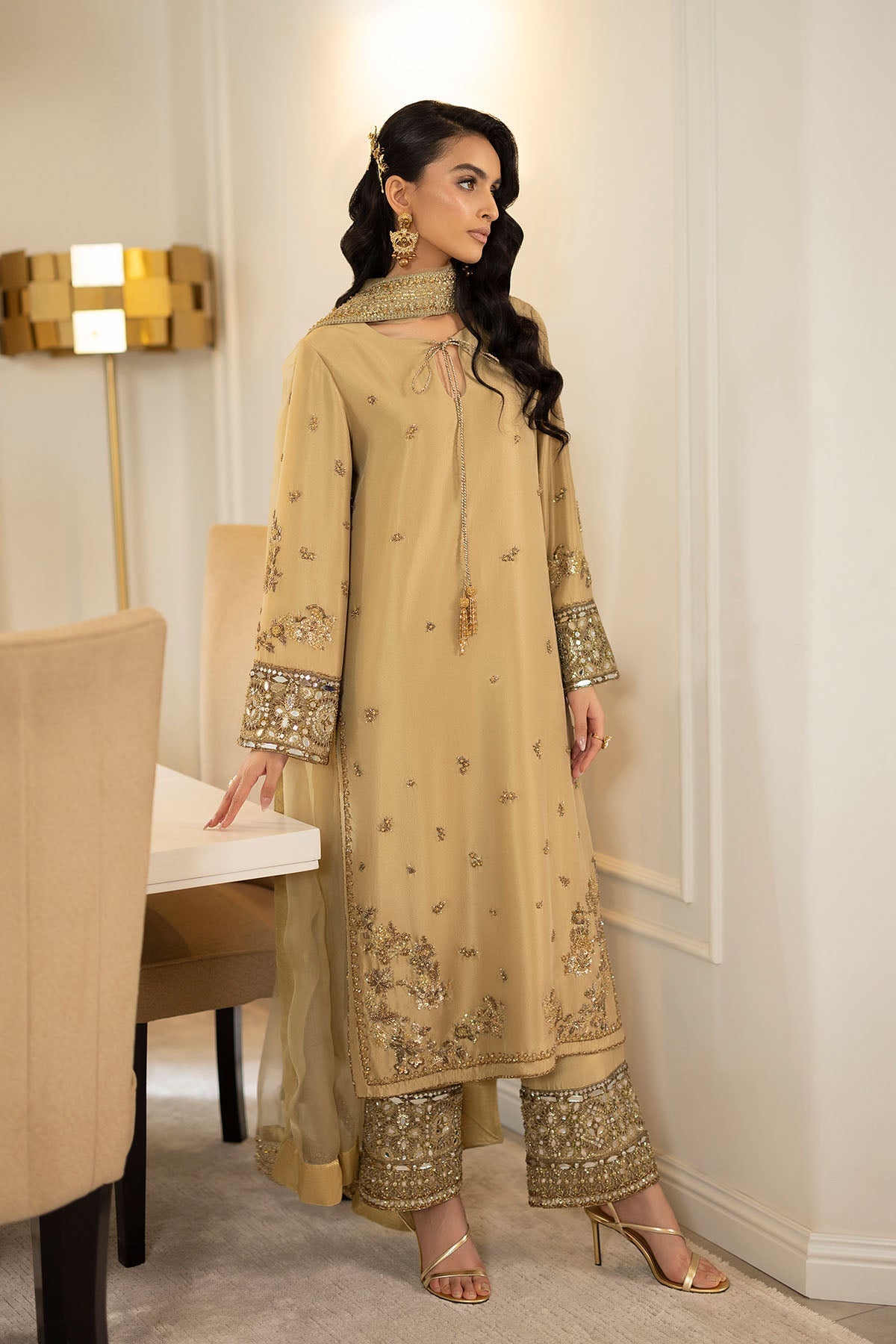 Erum Khan | Elan Formals | Desert Gold by Erum Khan - Designer Dress  - Type : Ladies Clothes - Available at Libayah - 100% Original 