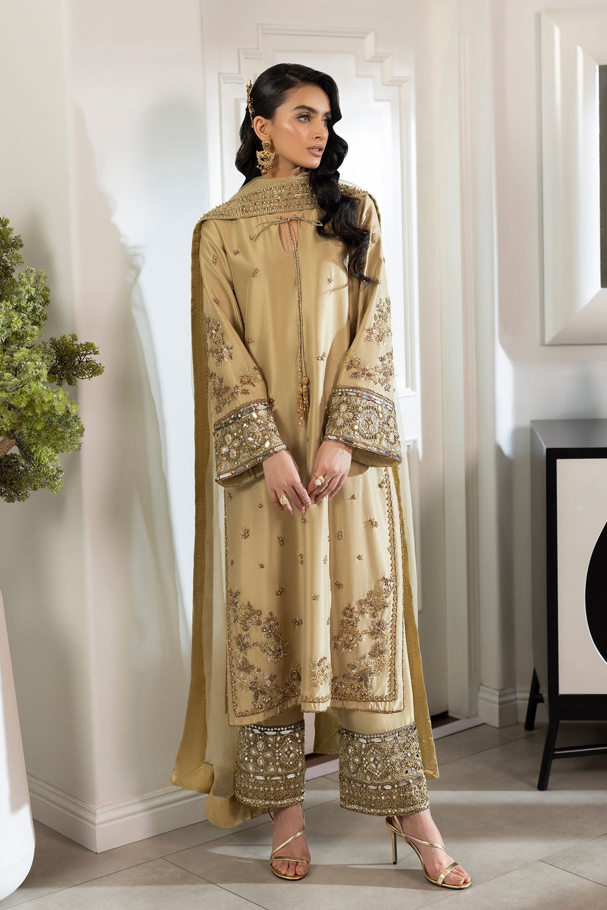 Erum Khan | Elan Formals | Desert Gold by Erum Khan - Designer Dress  - Type : Ladies Clothes - Available at Libayah - 100% Original 