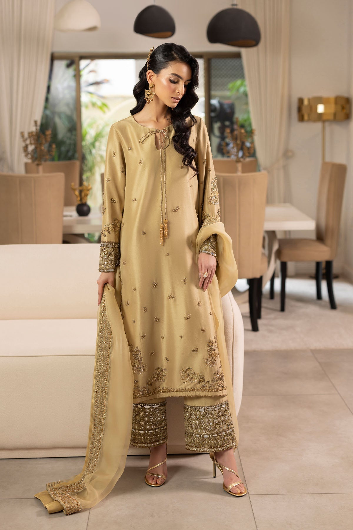 Erum Khan | Elan Formals | Desert Gold by Erum Khan - Designer Dress  - Type : Ladies Clothes - Available at Libayah - 100% Original 