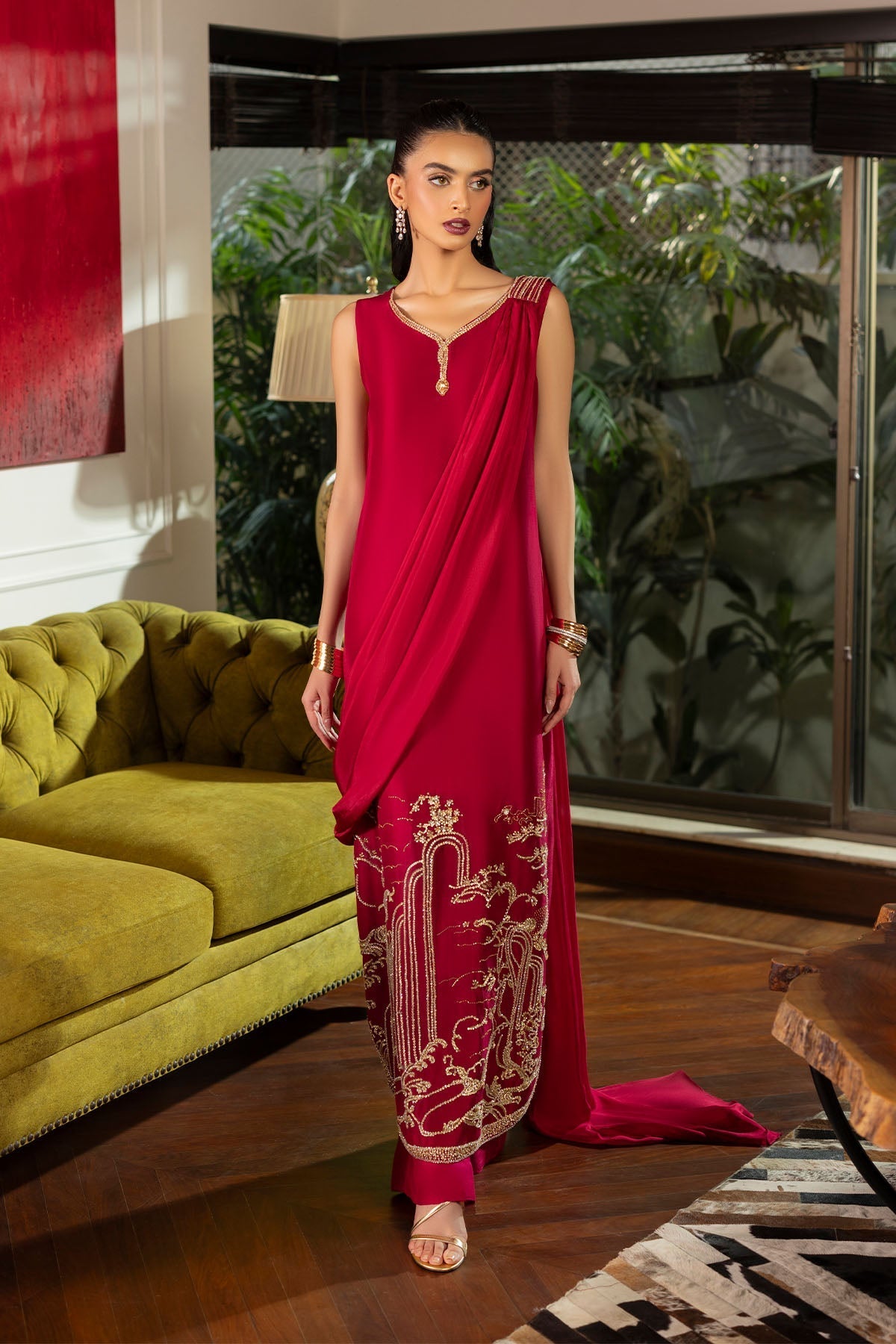 Erum Khan | Elan Formals |Crimson Reverie by Erum Khan - Designer Dress  - Type : Ladies Clothes - Available at Libayah - 100% Original 