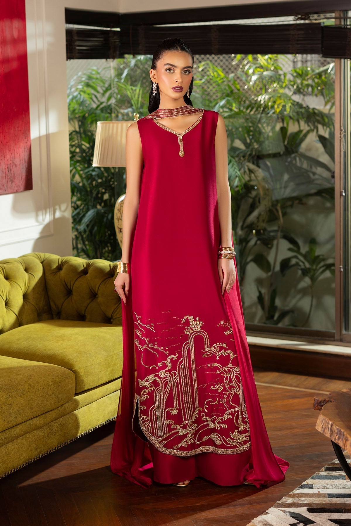 Erum Khan | Elan Formals |Crimson Reverie by Erum Khan - Designer Dress  - Type : Ladies Clothes - Available at Libayah - 100% Original 