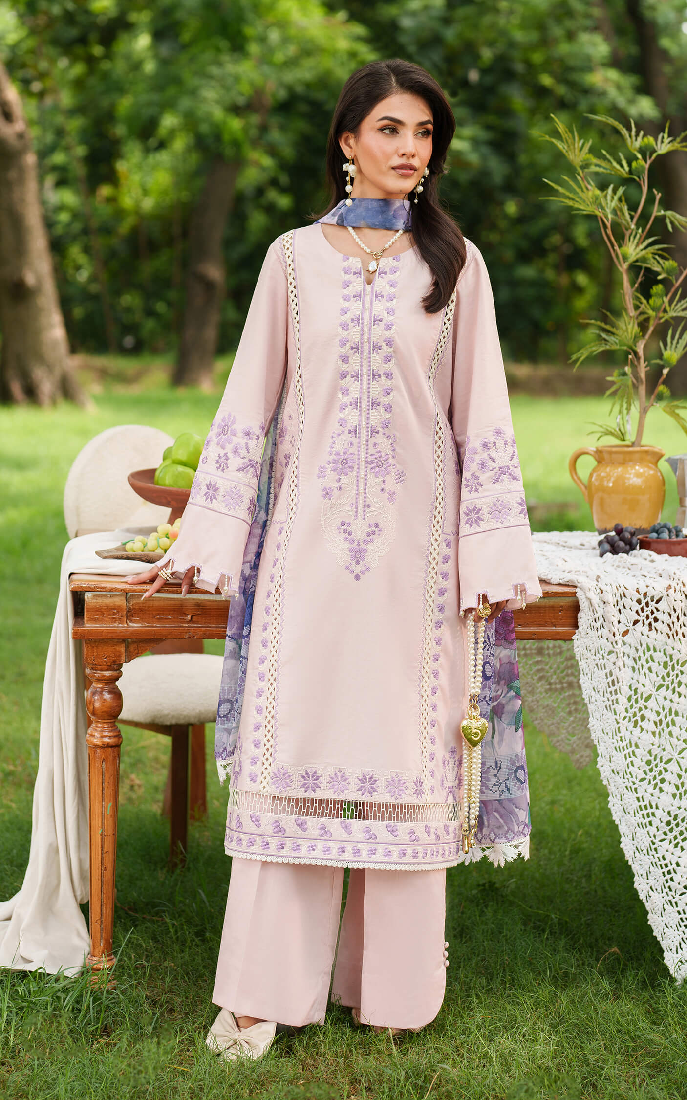 Asifa and Nabeel | Eden Cambric 25 | Elysian Petals ECU25-08 by Asifa and Nabeel - Designer Dress  - Type : Ladies Clothes - Available at Libayah - 100% Original 