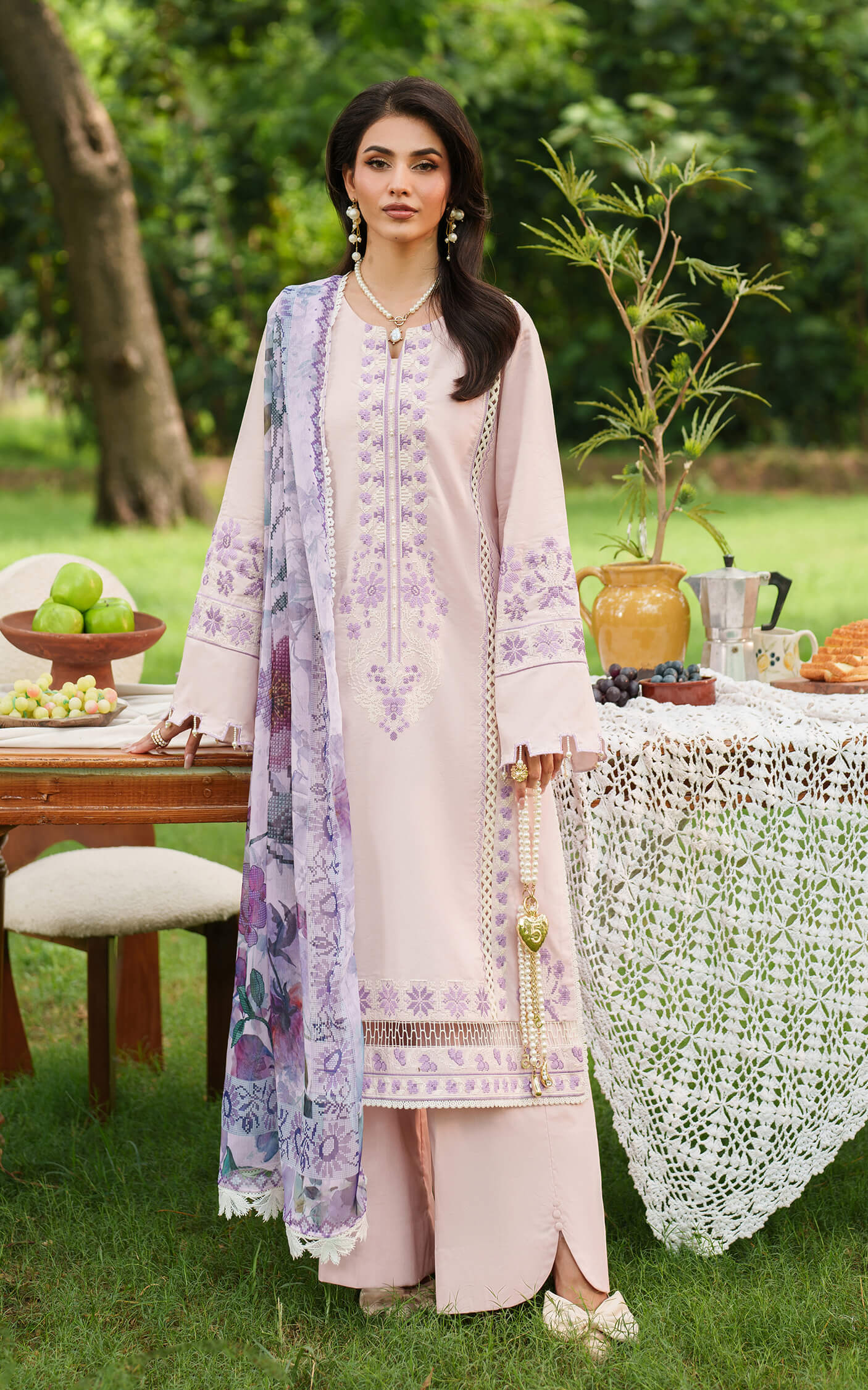 Asifa and Nabeel | Eden Cambric 25 | Elysian Petals ECU25-08 by Asifa and Nabeel - Designer Dress  - Type : Ladies Clothes - Available at Libayah - 100% Original 