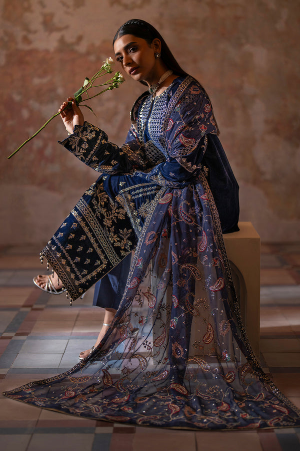 Emaan Adeel | Saanjh Velvet Collection 24 | Roshni by Emaan Adeel - Designer Dress - Type: Ladies Clothes - Available at Libayah - 100% Original